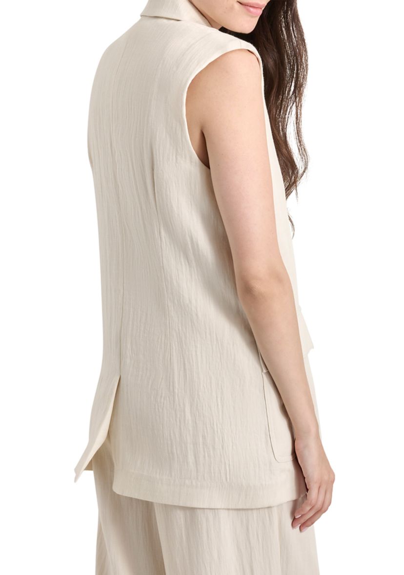 Womens Notch Collar Long Vest 