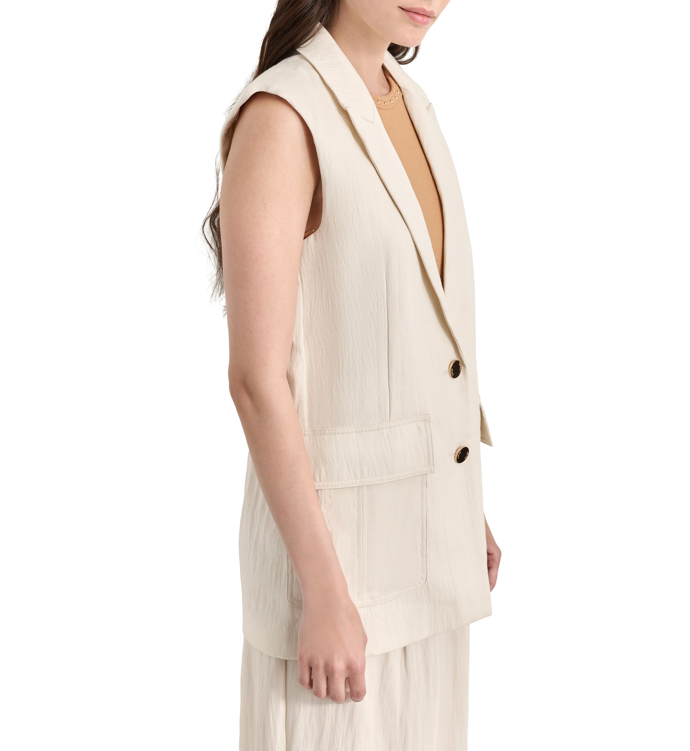 Womens Notch Collar Long Vest 