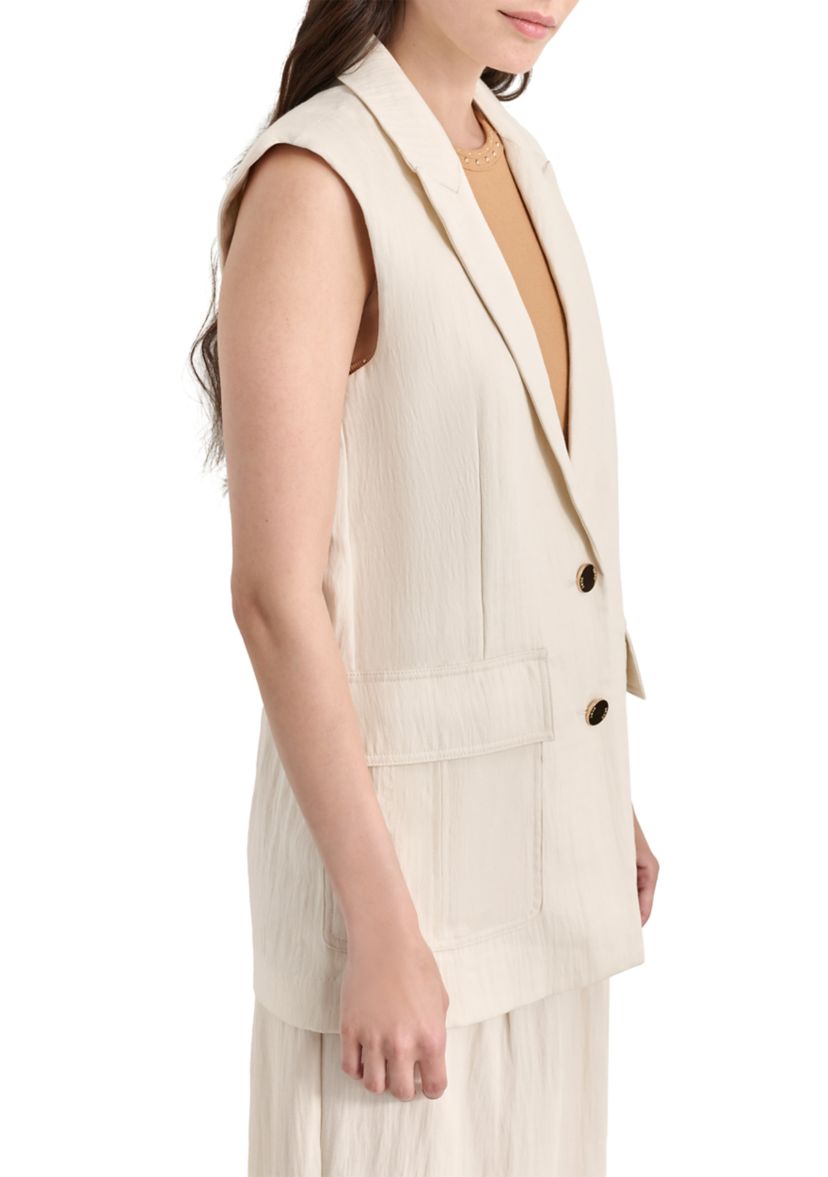 Womens Notch Collar Long Vest 
