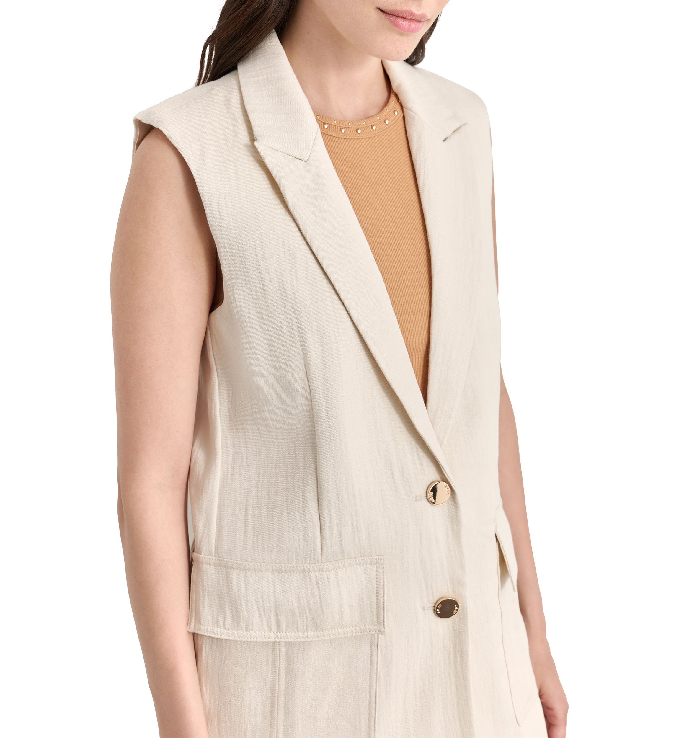 Womens Notch Collar Long Vest 