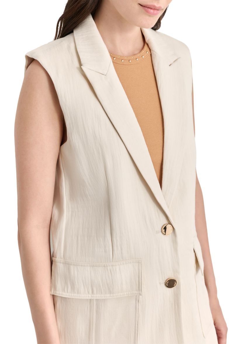 Womens Notch Collar Long Vest 