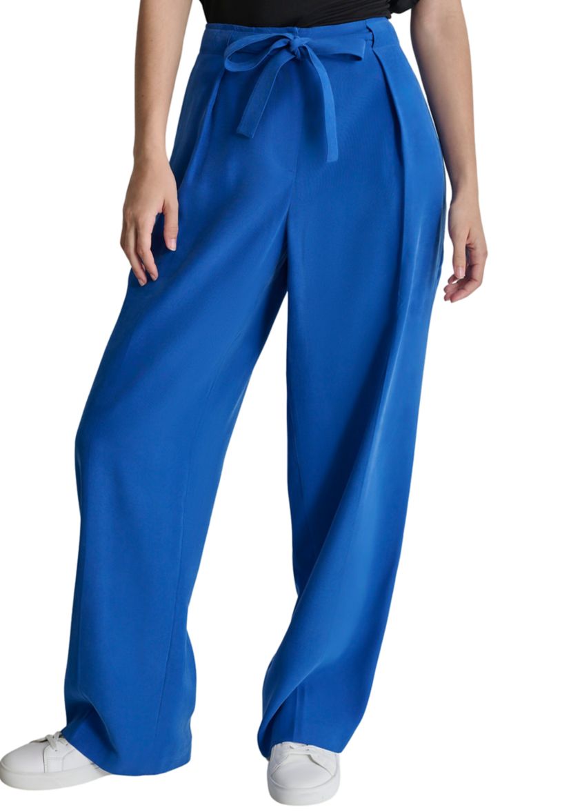 Womens Tie Waist Pleated Pants