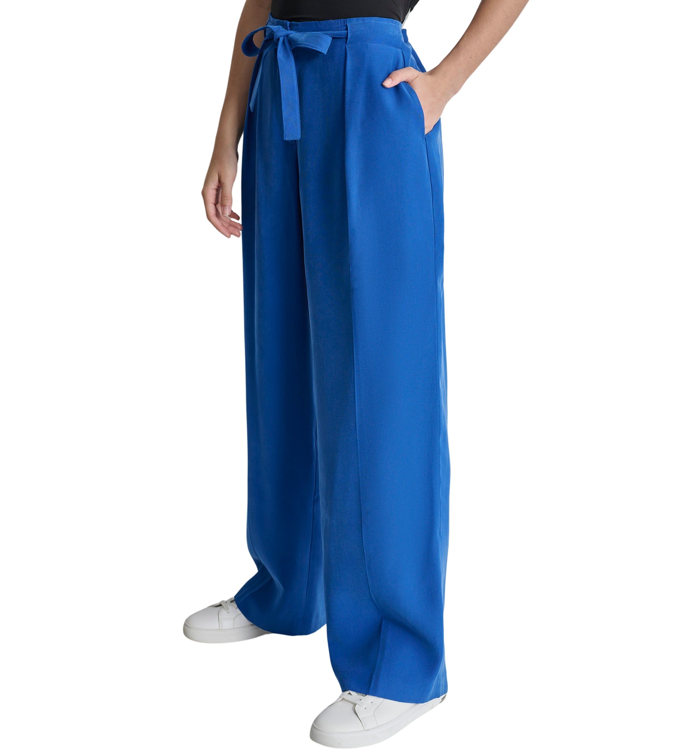 Womens Tie Waist Pleated Pants