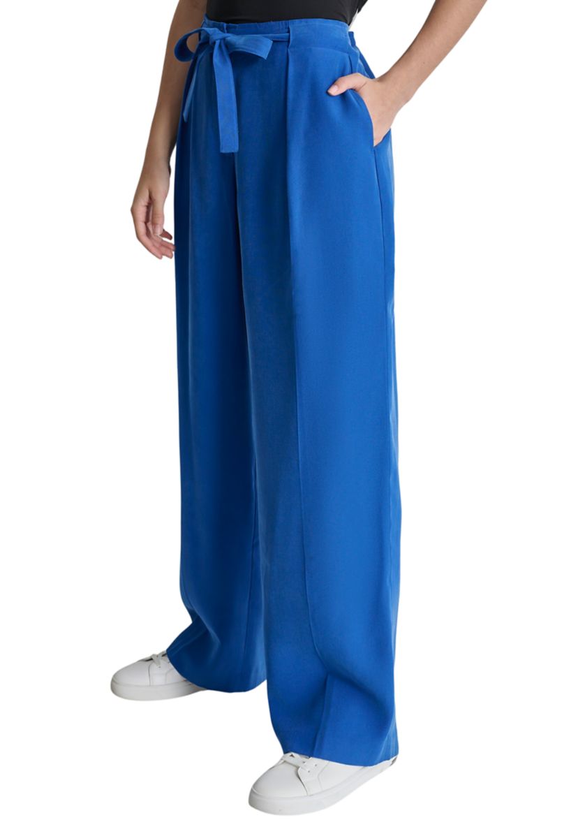 Womens Tie Waist Pleated Pants