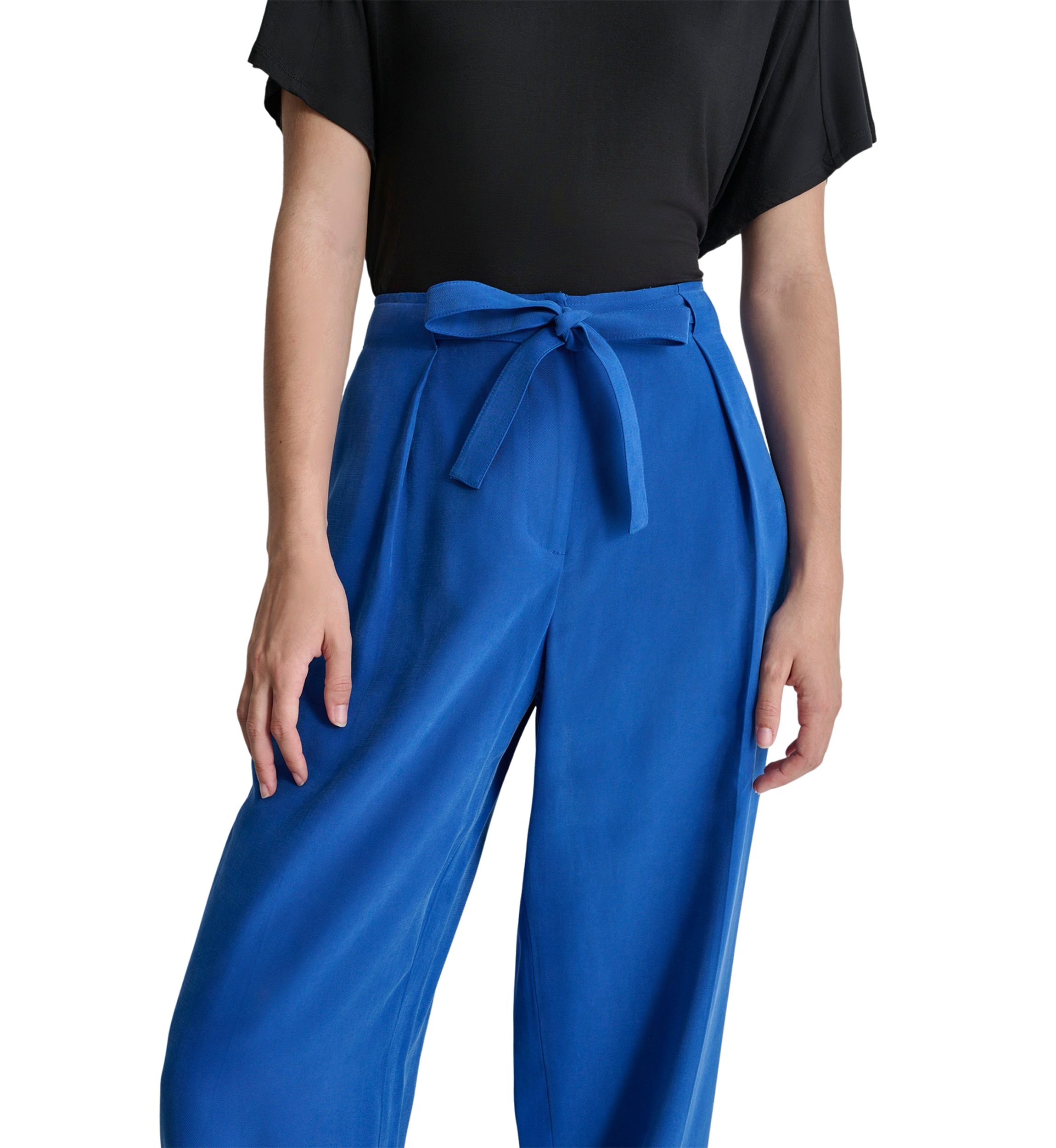 Womens Tie Waist Pleated Pants