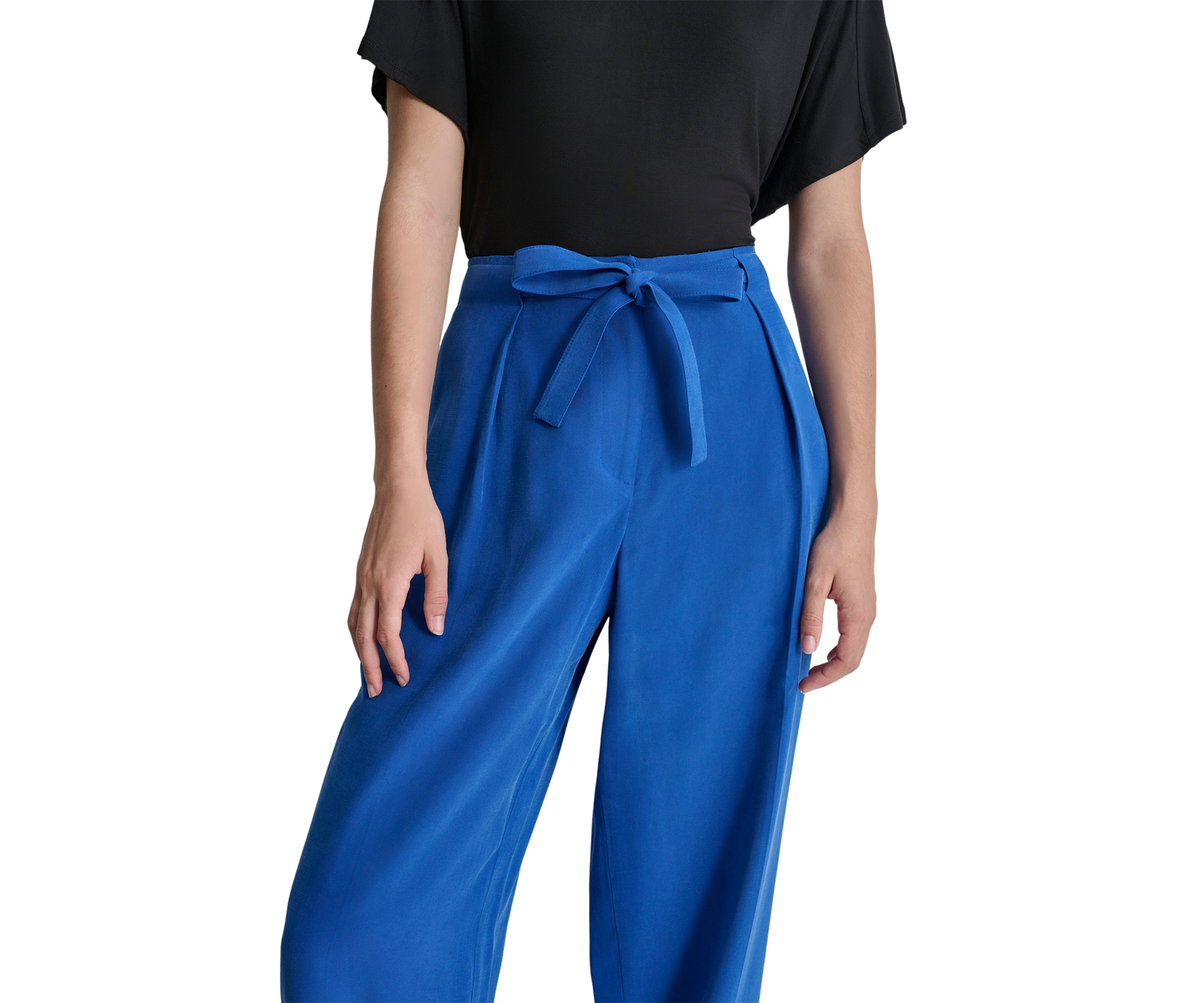 Womens Tie Waist Pleated Pants