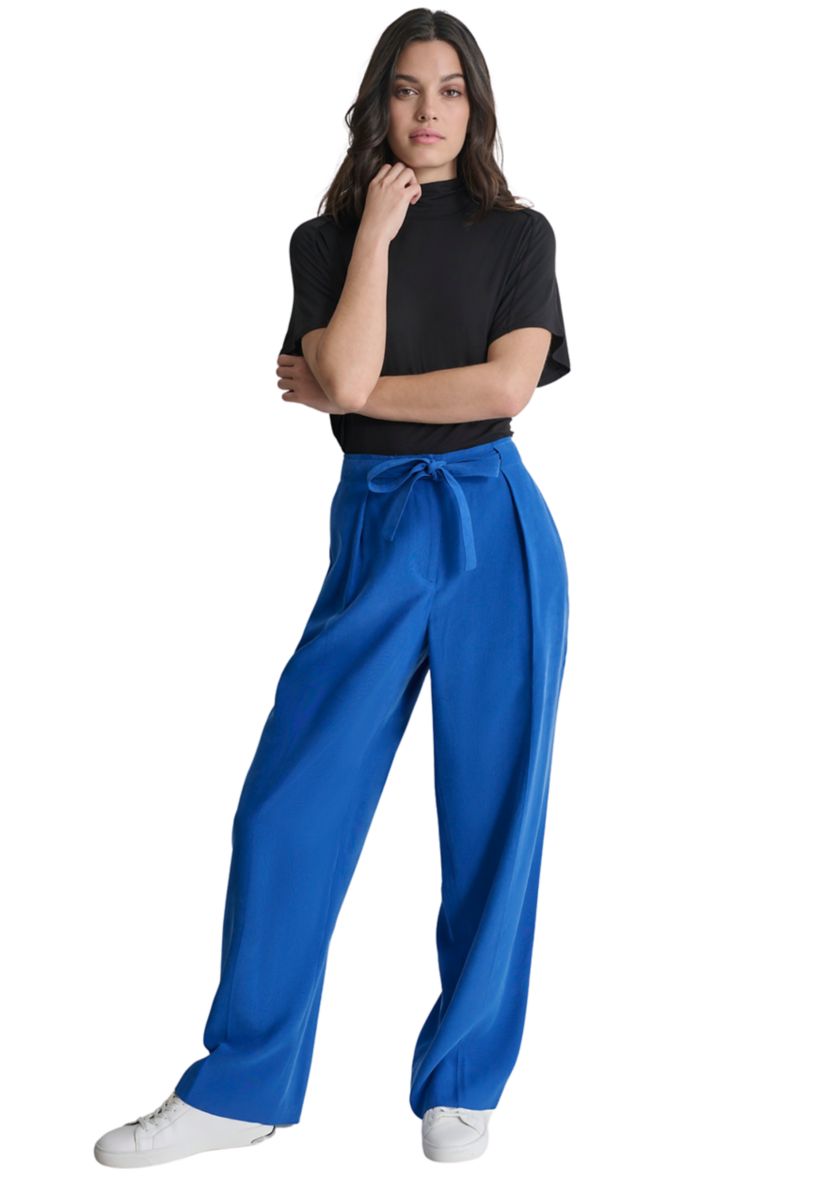 Womens Tie Waist Pleated Pants