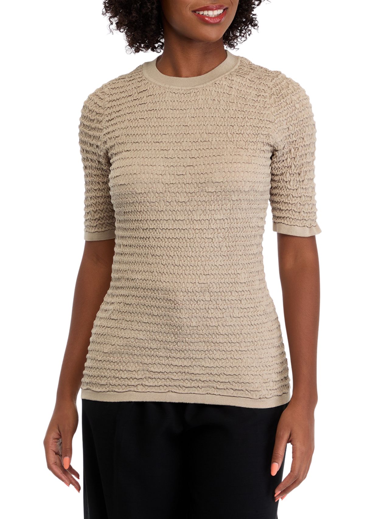 Womens Textured Knit Sweater