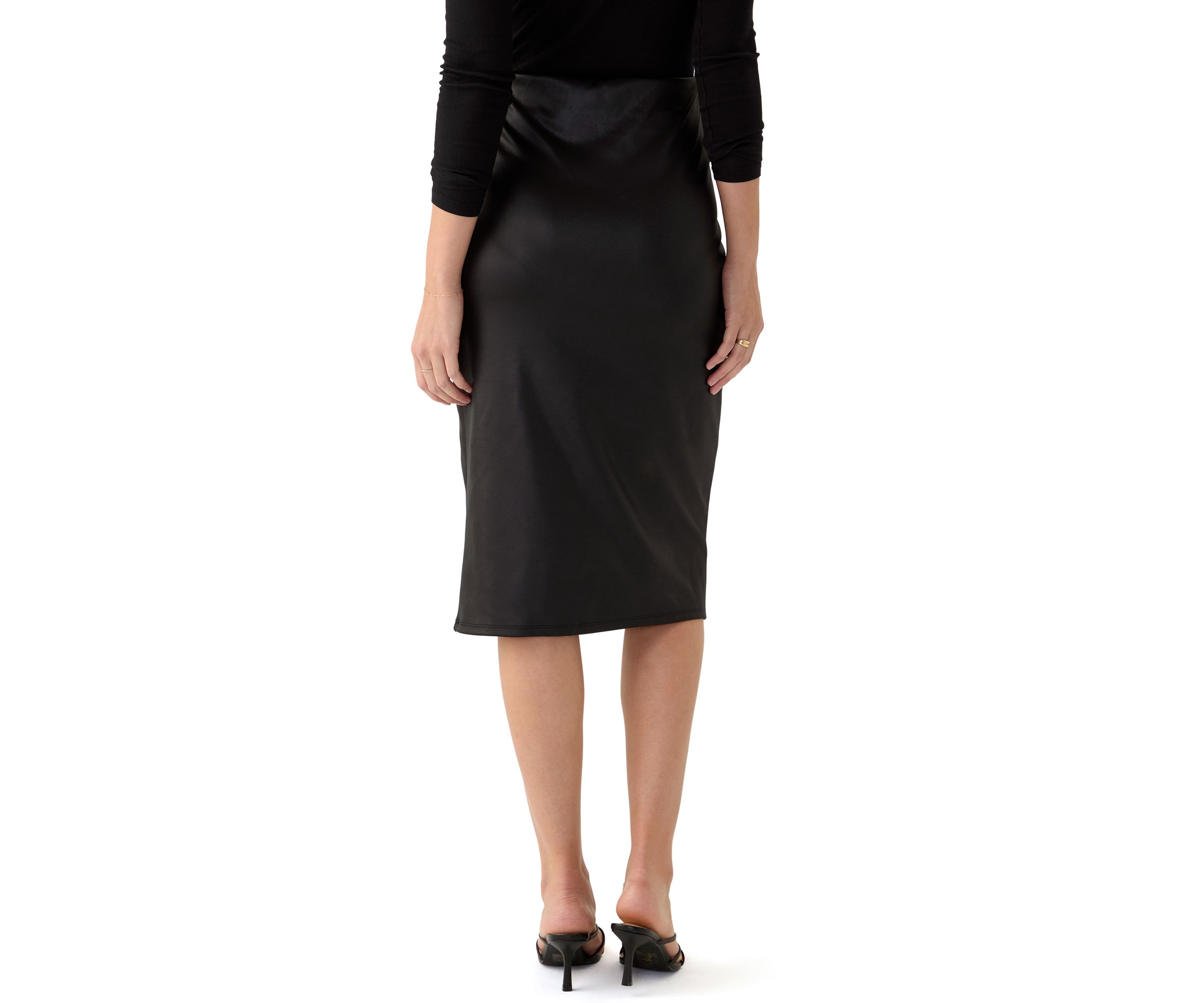 Womens Side Ruched Coated Skirt 