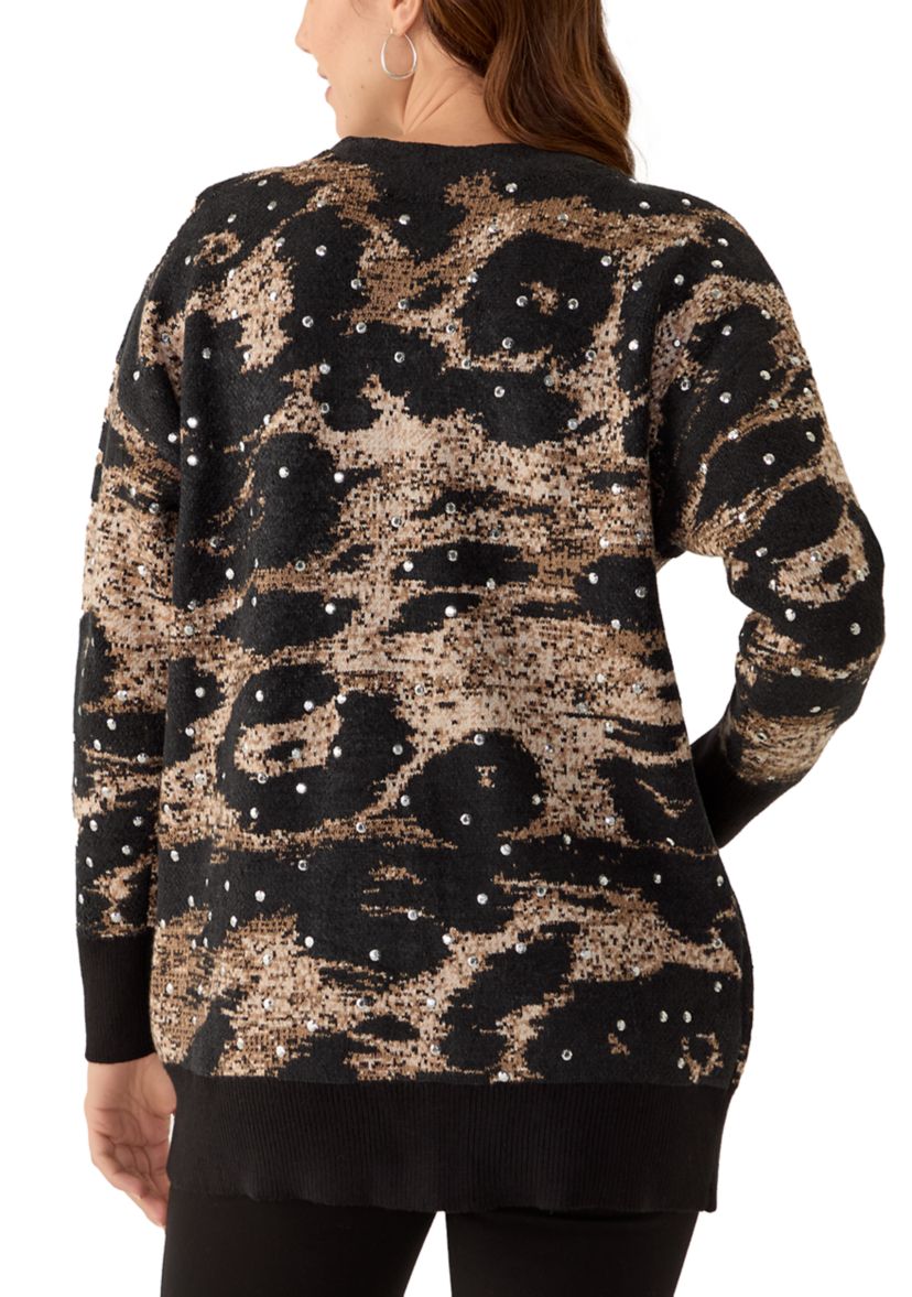 Womens Long Sleeve V-Neck Embroidered Cardigan 