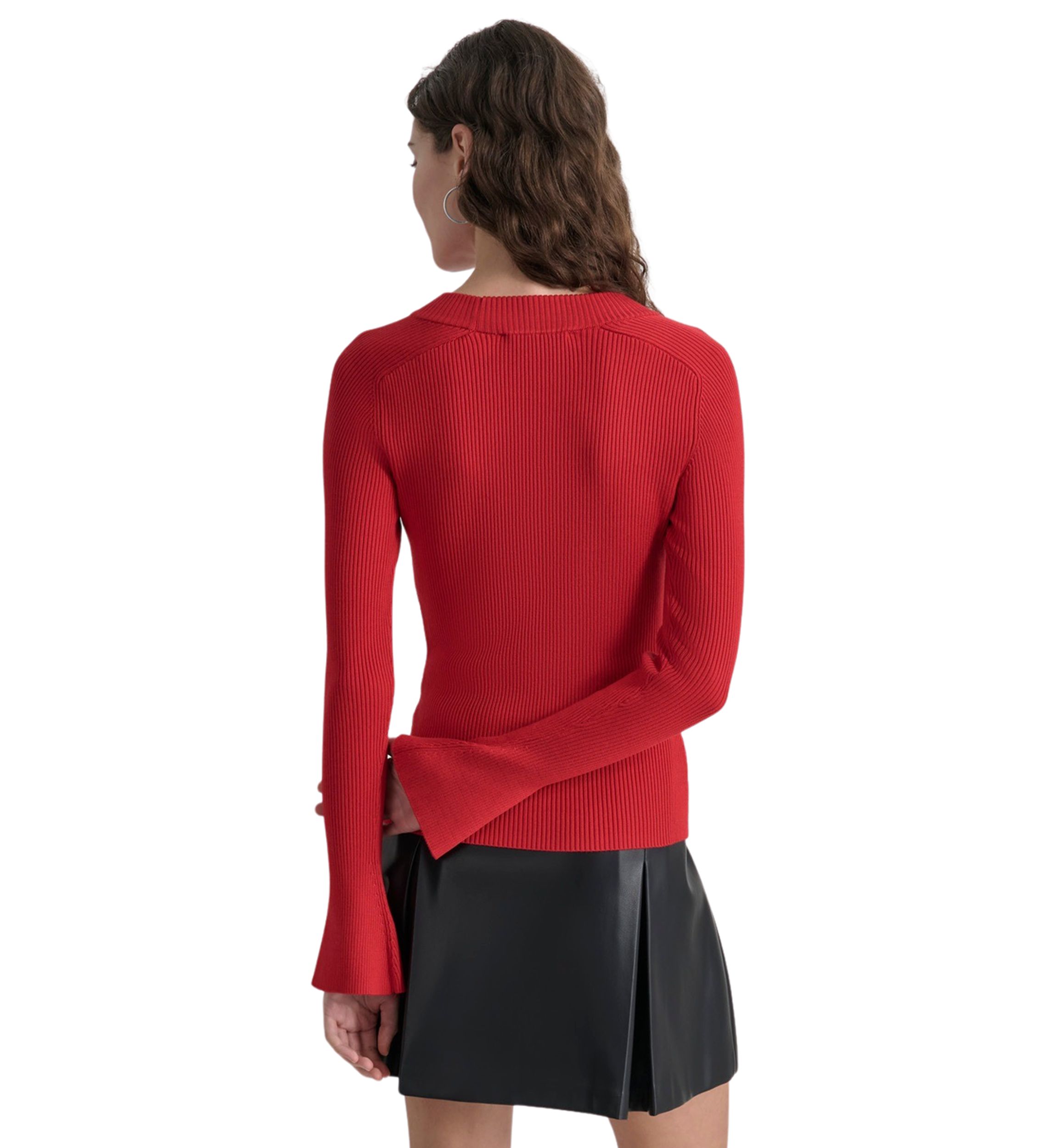 Womens Long Sleeve Cut Out Ribbed Sweater