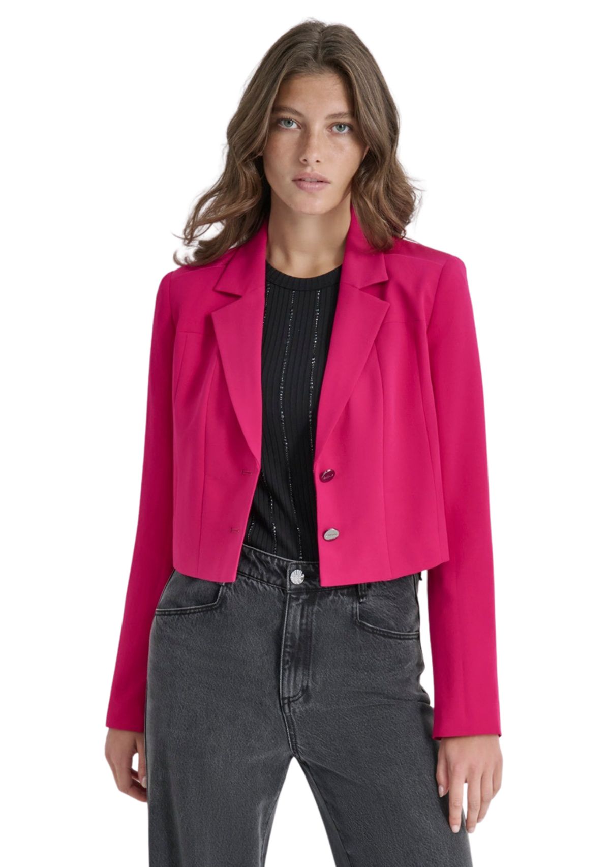 Womens Long Sleeve Two Button Notch Collar Blazer 