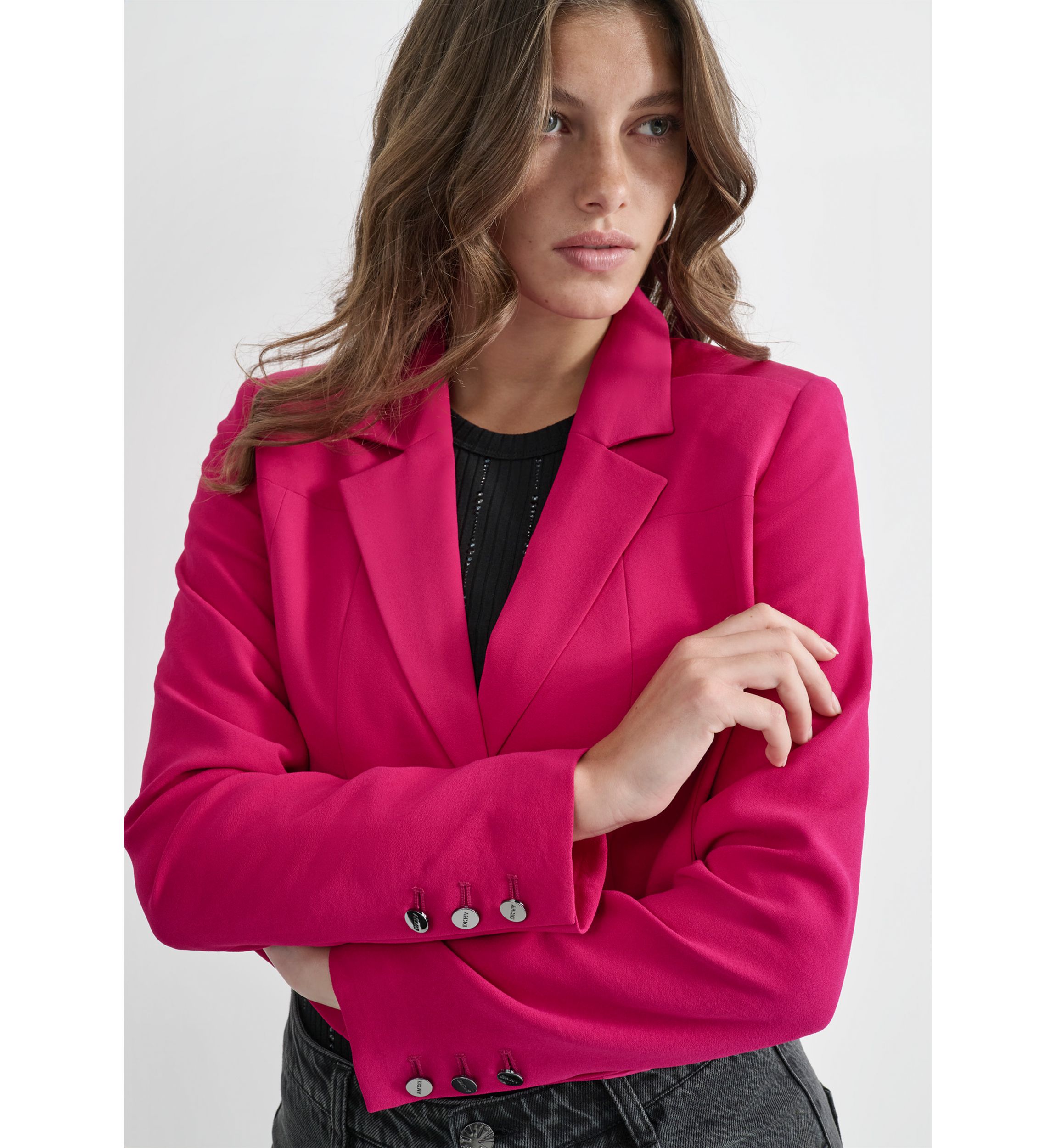 Womens Long Sleeve Two Button Notch Collar Blazer 