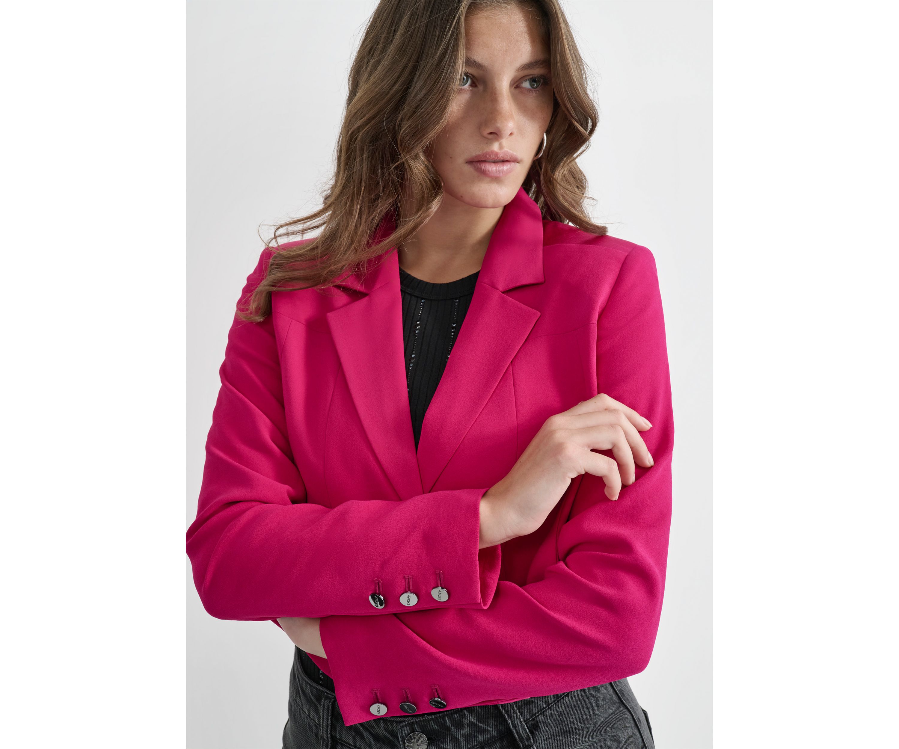 Womens Long Sleeve Two Button Notch Collar Blazer 