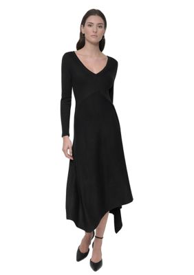 DKNY Women's Asymmetric Hem Dress, Black, XS