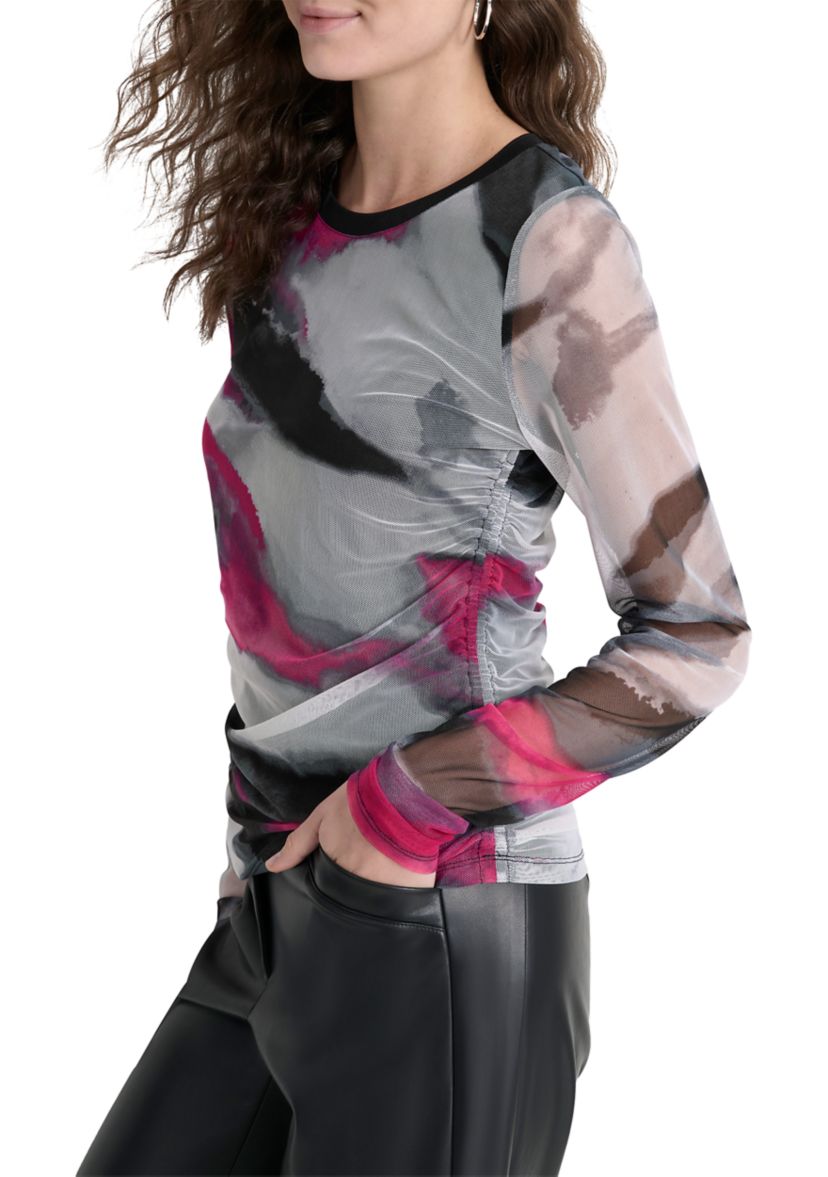 Womens Long Sleeve Brushstroke Top 