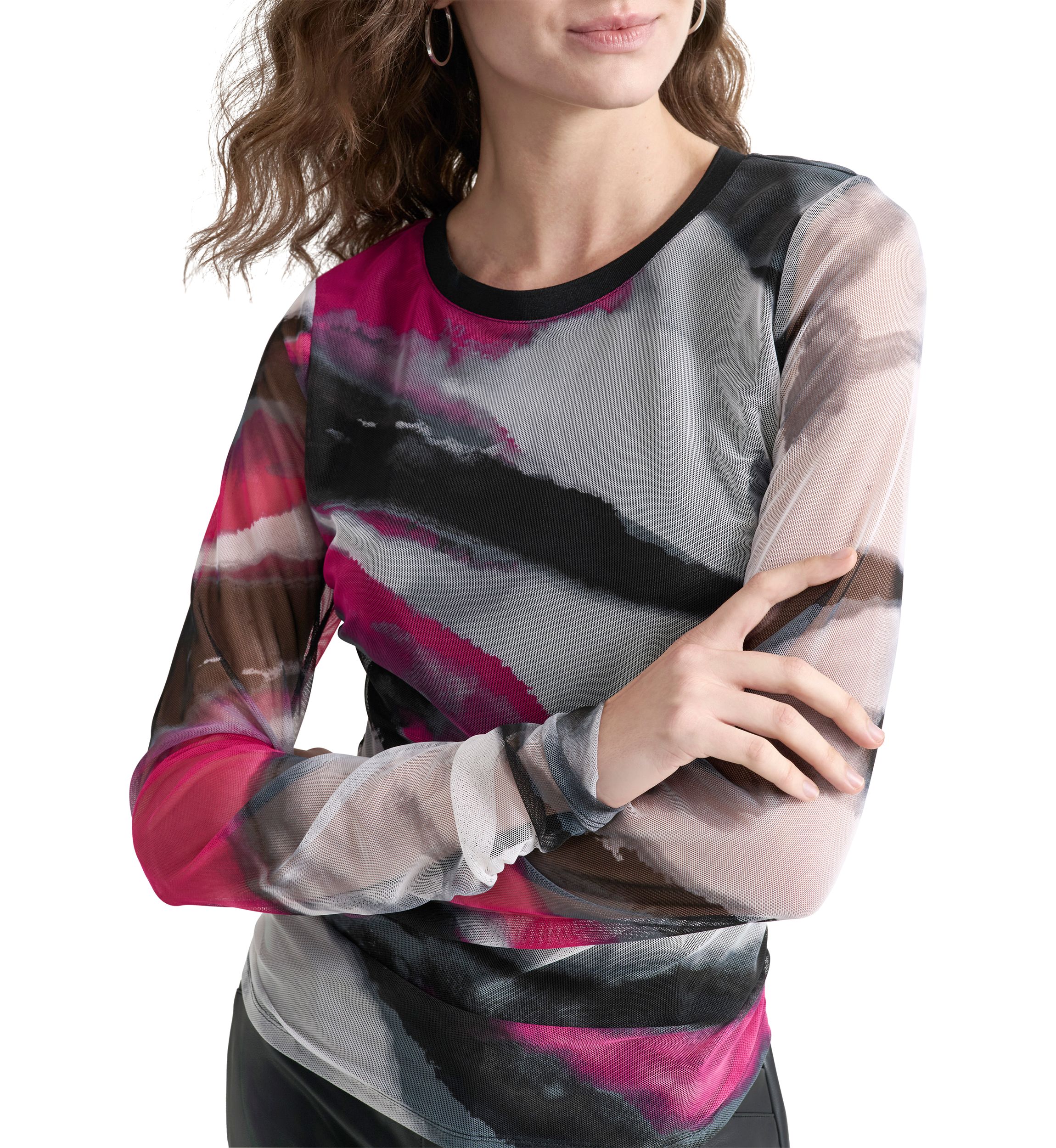 Womens Long Sleeve Brushstroke Top 