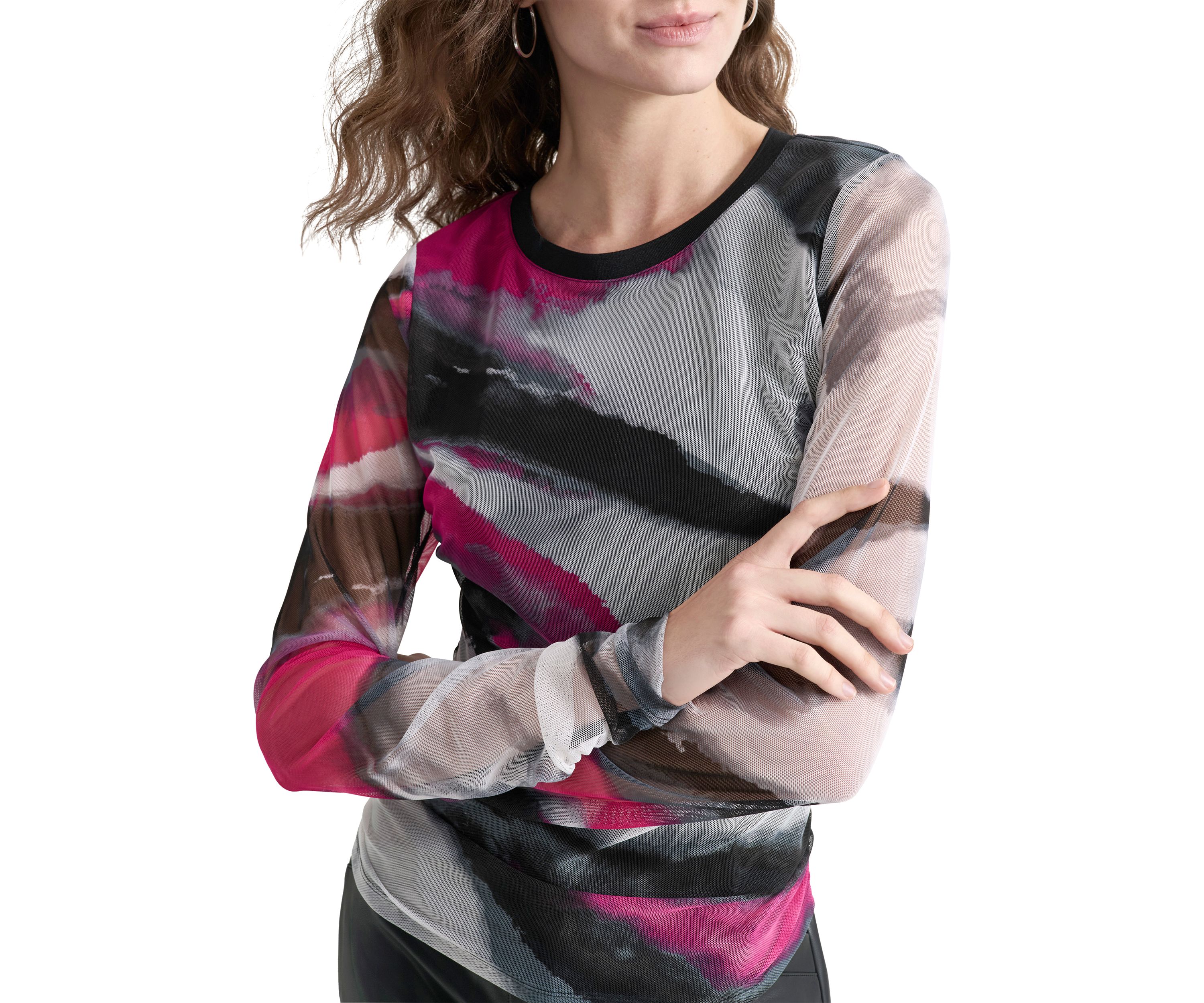 Womens Long Sleeve Brushstroke Top 