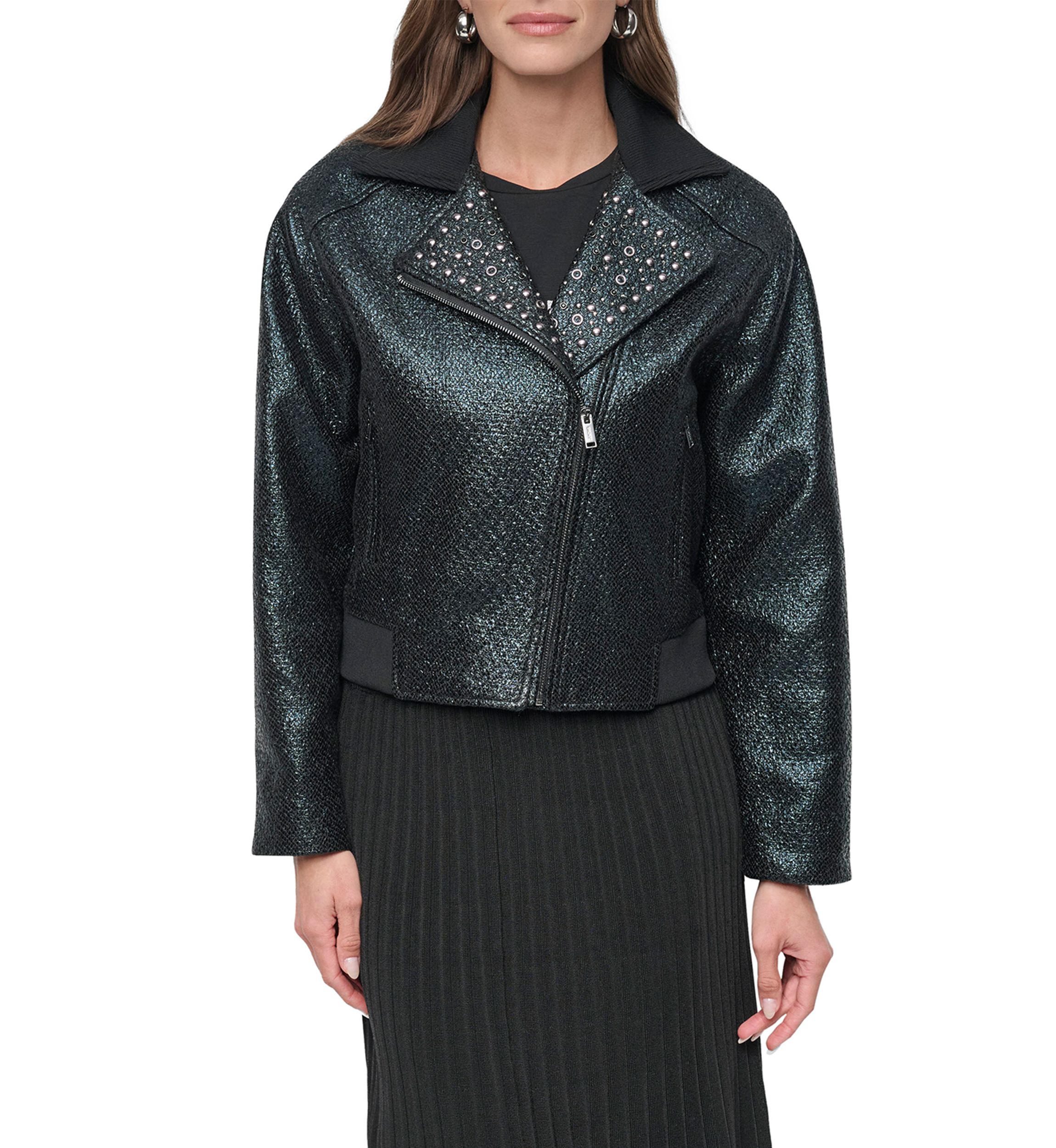 Womens Stud Trim Moto Jacket 