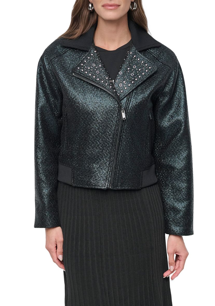 Womens Stud Trim Moto Jacket 