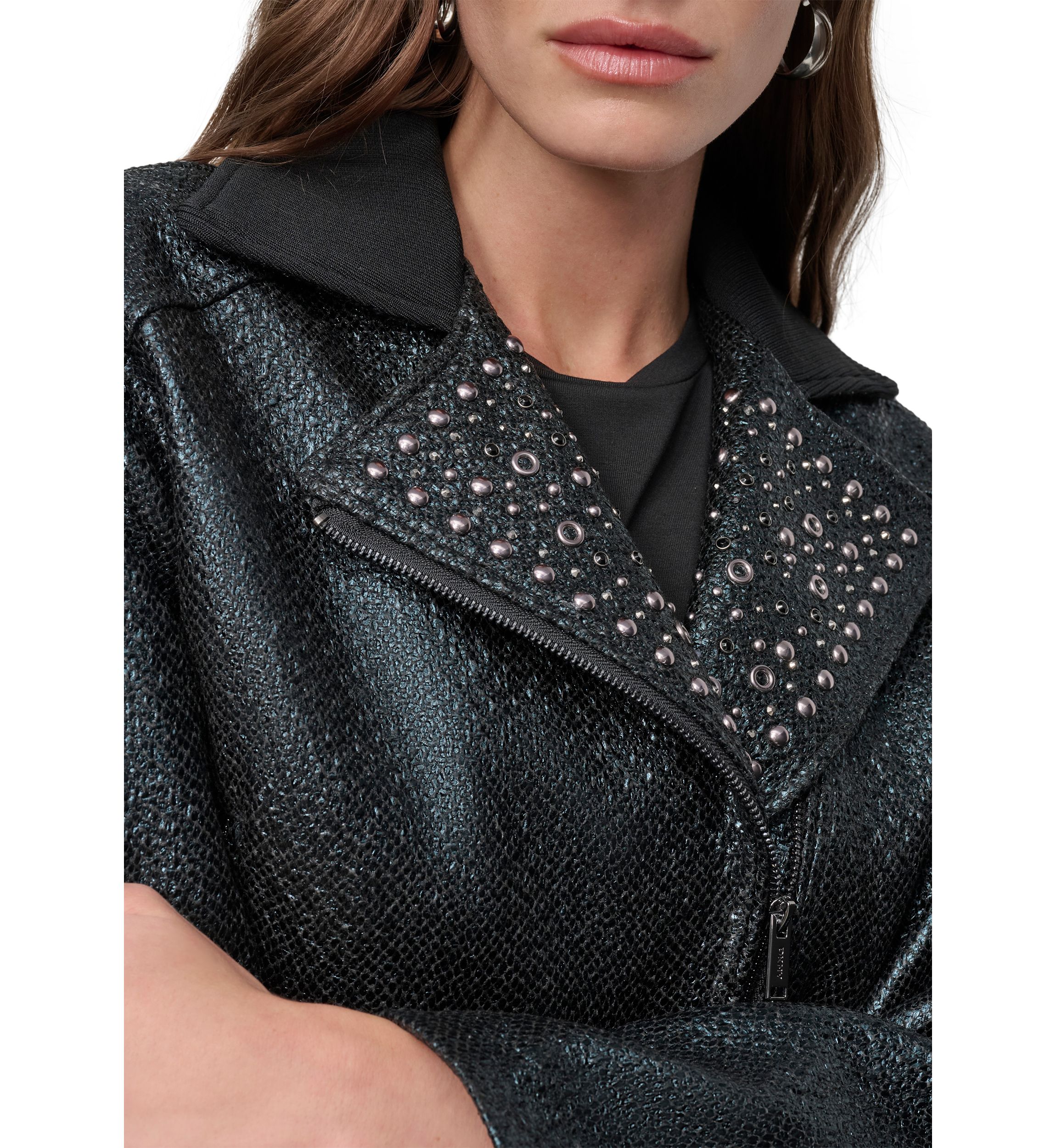 Womens Stud Trim Moto Jacket 