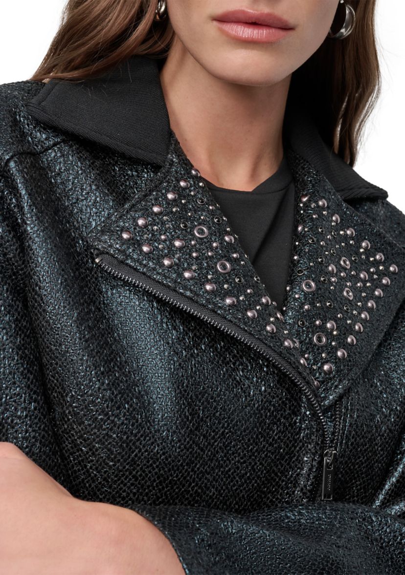 Womens Stud Trim Moto Jacket 