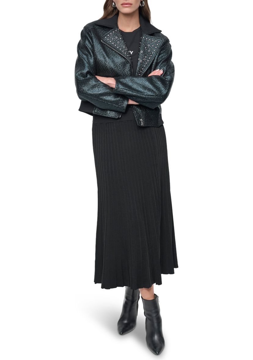 Womens Stud Trim Moto Jacket 
