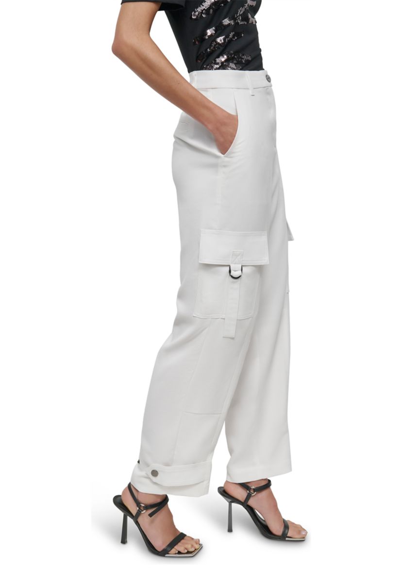 Womens Satin Cargo Pants