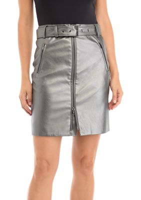 DKNY Women's Zip Front Belted Skirt, 4