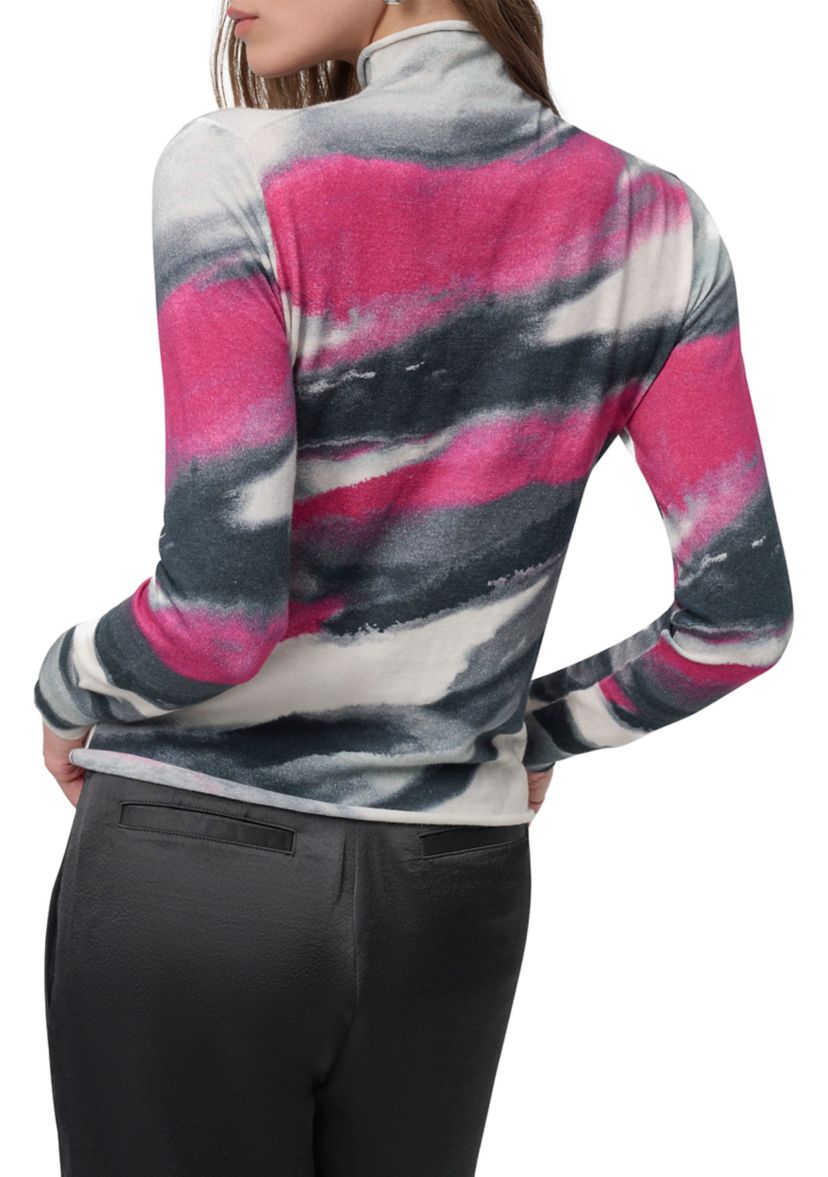 Womens Long Sleeve Brushstroke Mock Neck Sweater