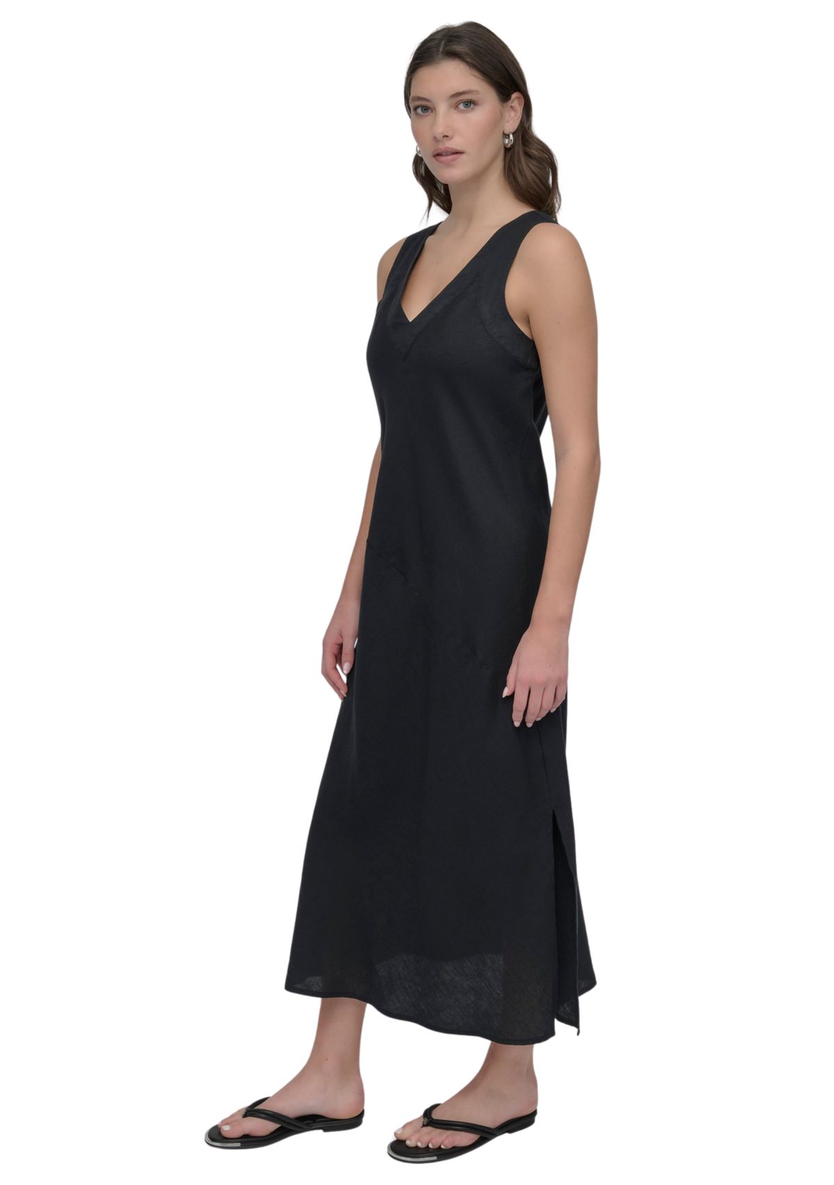 Womens Sleeveless V-Neck Midi Dress