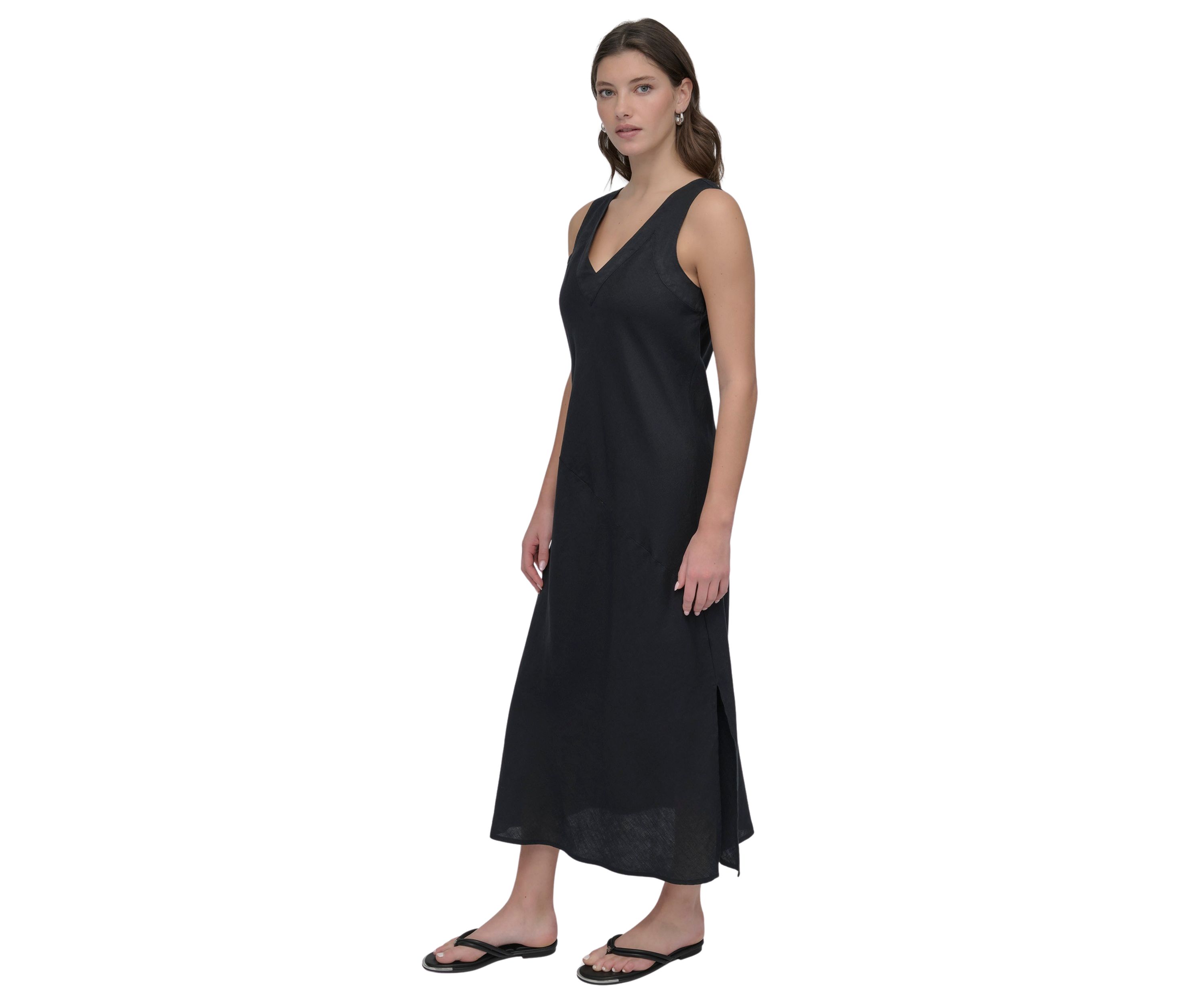 Womens Sleeveless V-Neck Midi Dress