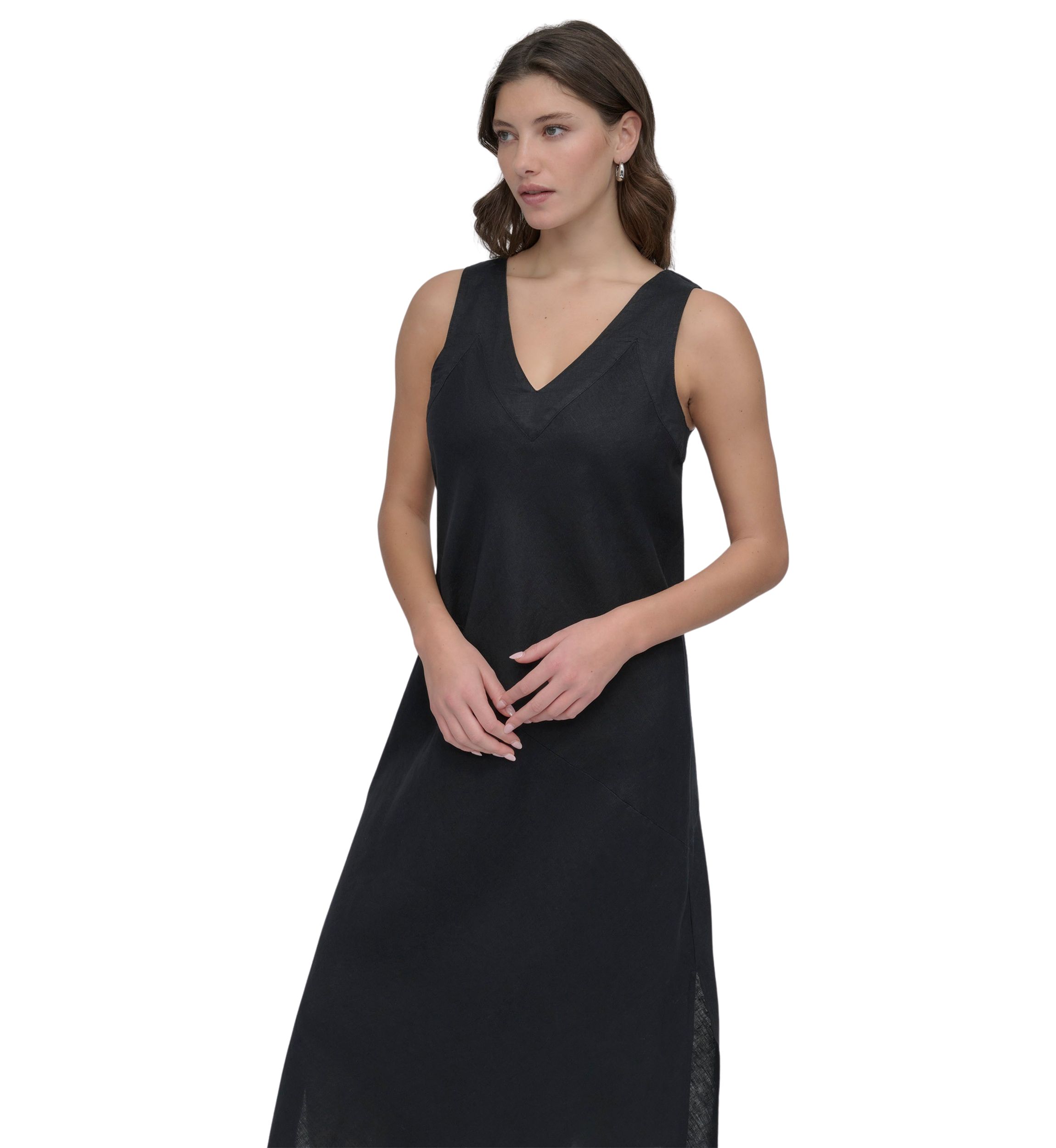 Womens Sleeveless V-Neck Midi Dress
