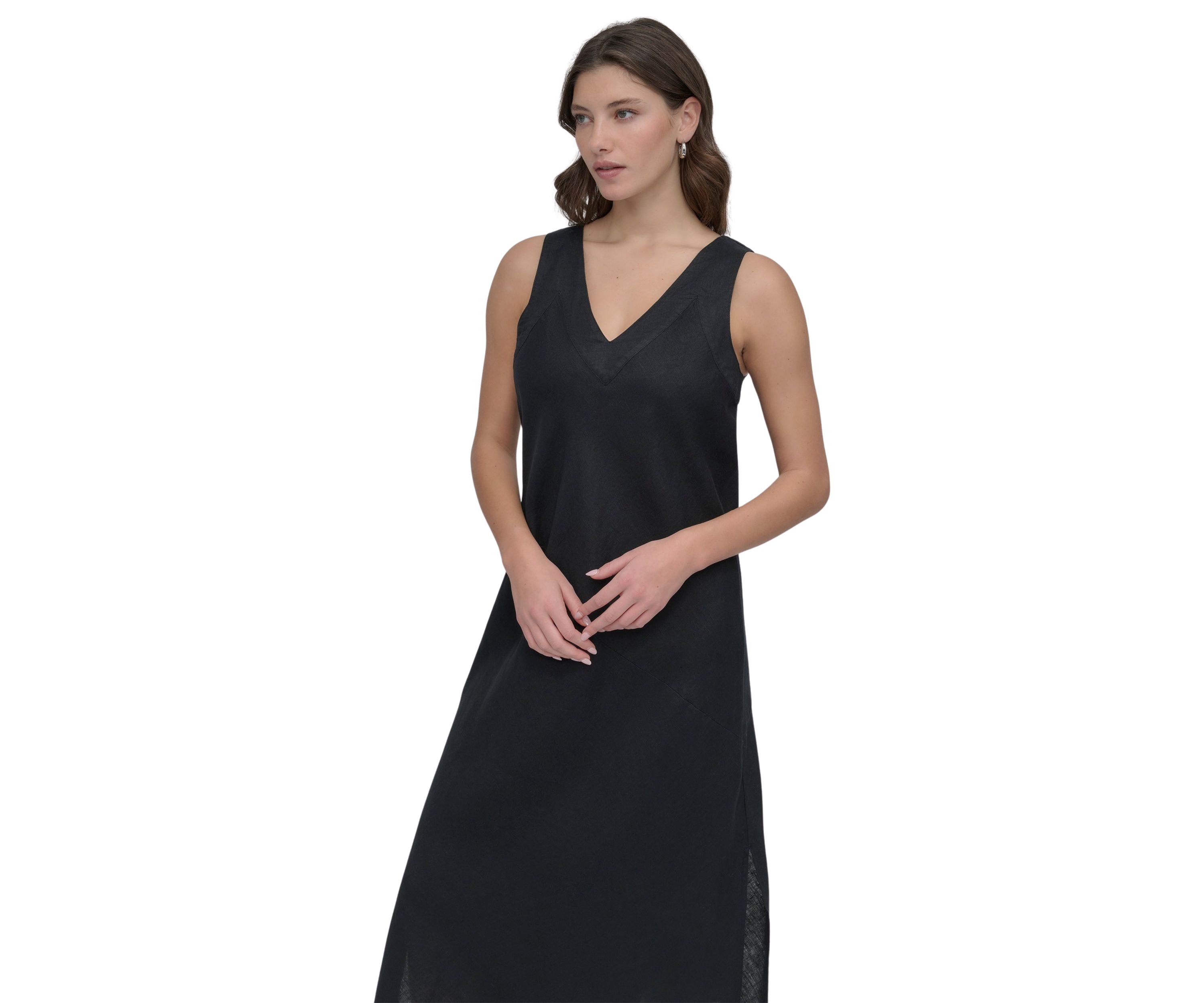 Womens Sleeveless V-Neck Midi Dress