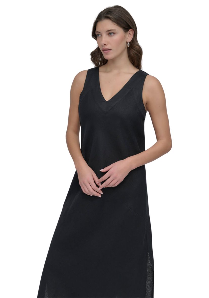 Womens Sleeveless V-Neck Midi Dress