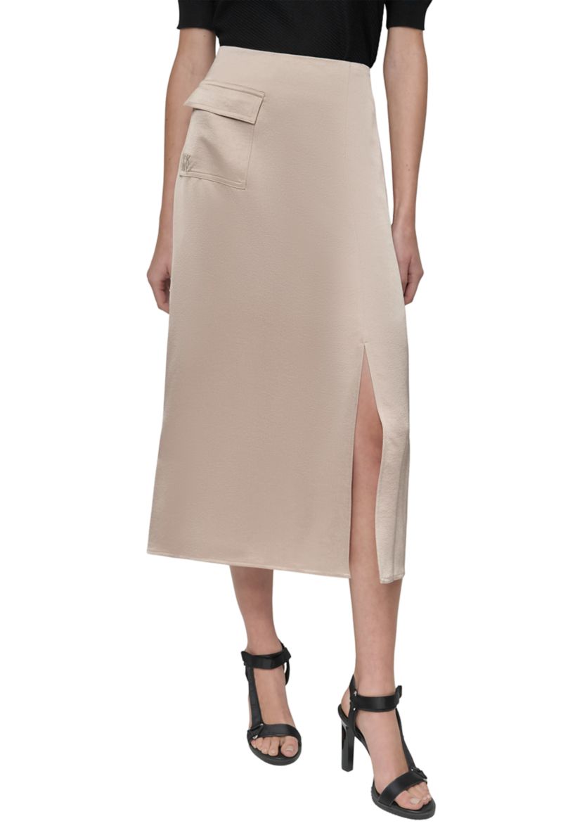 Womens Satin Cargo Skirt