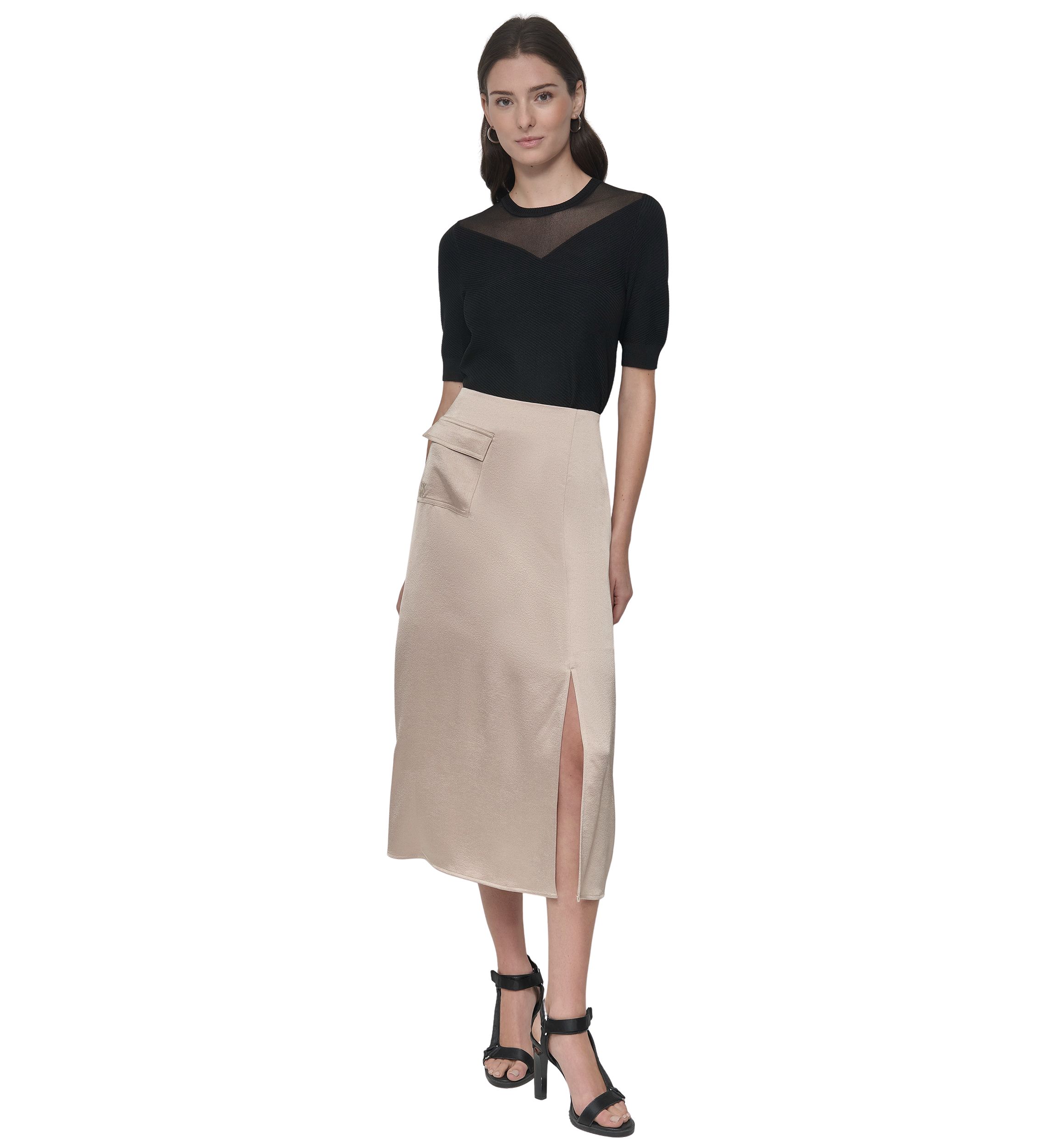 Womens Satin Cargo Skirt