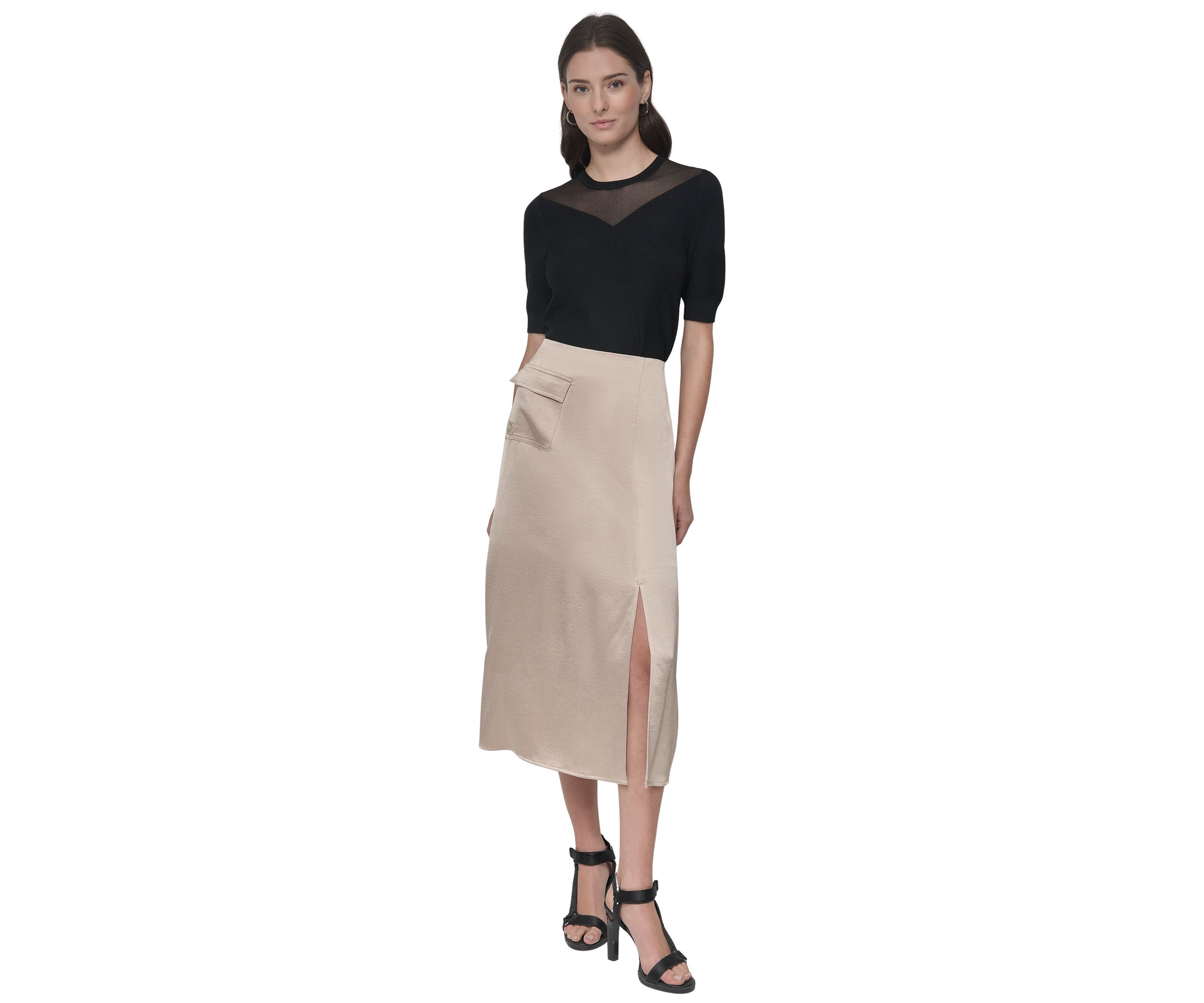 Womens Satin Cargo Skirt