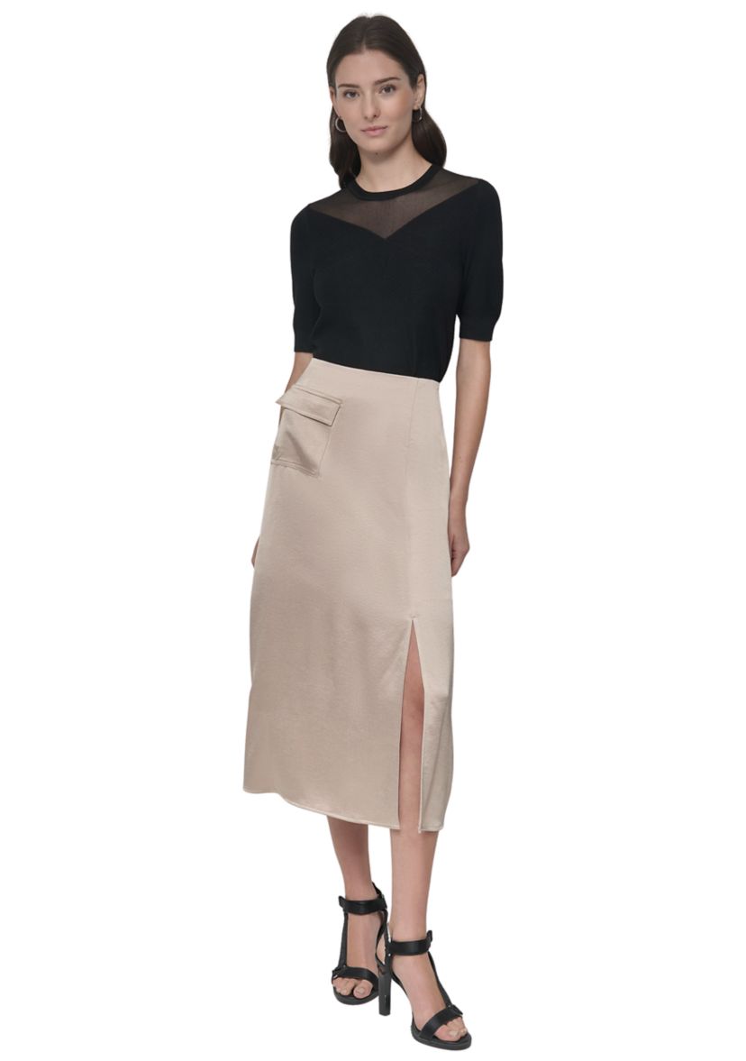 Womens Satin Cargo Skirt