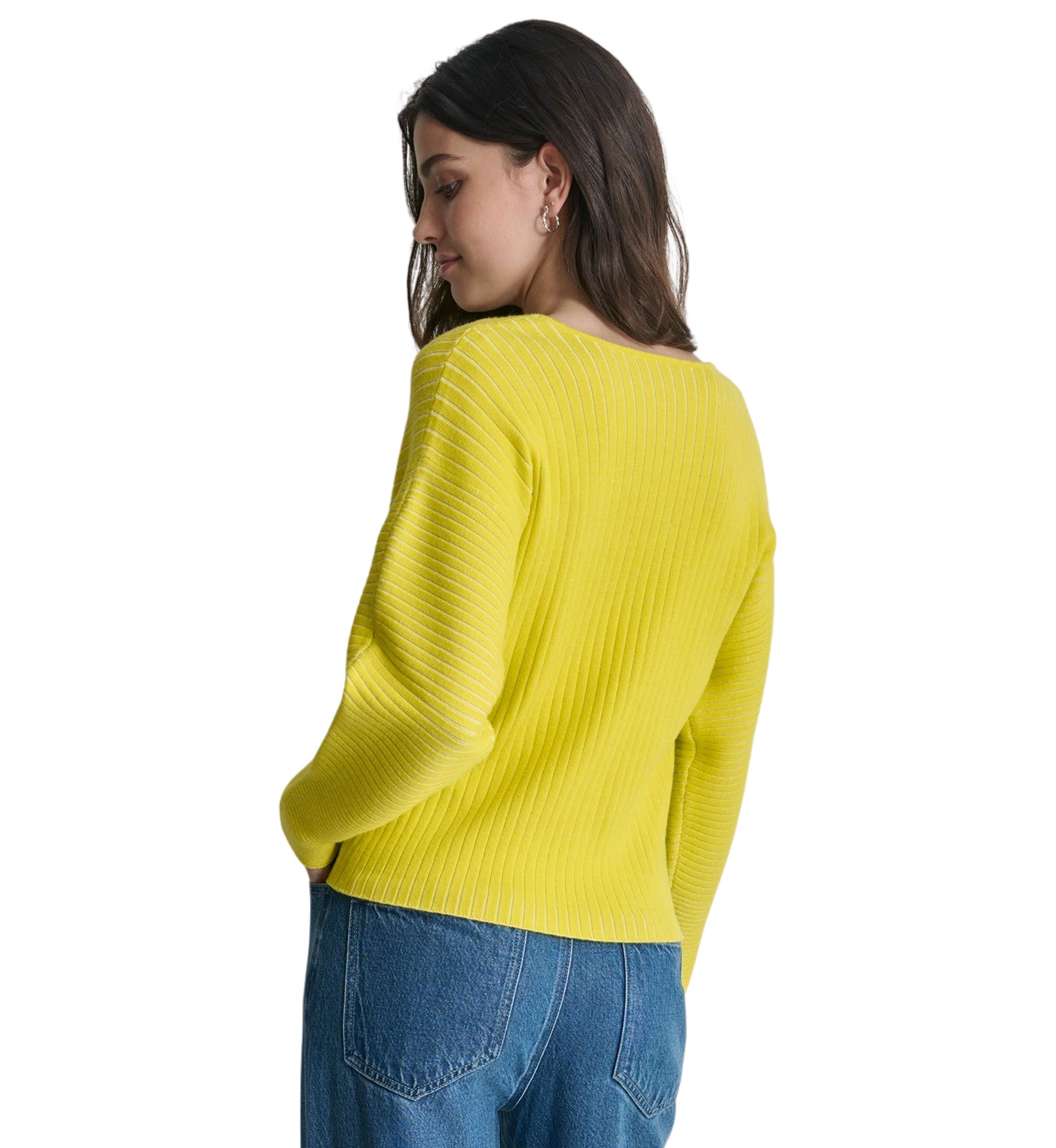 Womens Long Sleeve Ribbed V-Neck Sweater