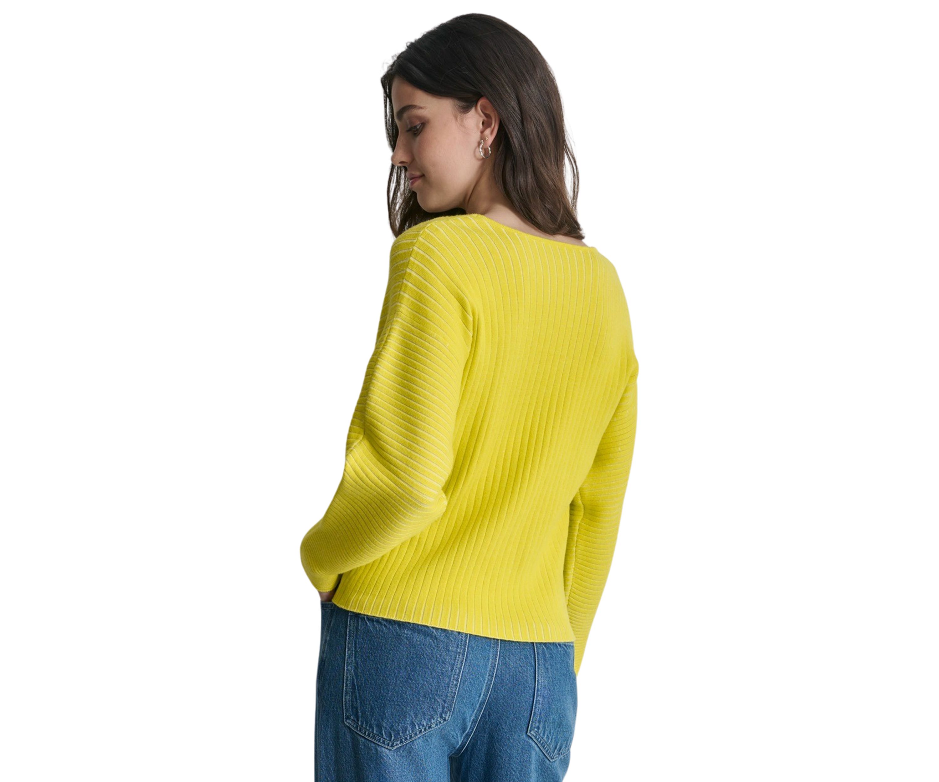 Womens Long Sleeve Ribbed V-Neck Sweater