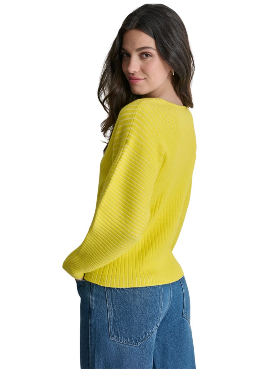Womens Long Sleeve Ribbed V-Neck Sweater