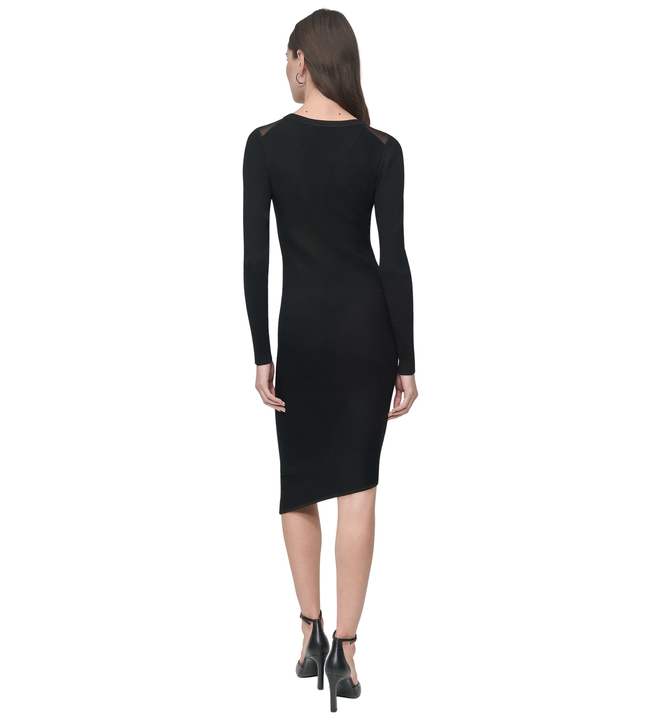 Womens Long Sleeve Sheer Asymmetrical Dress