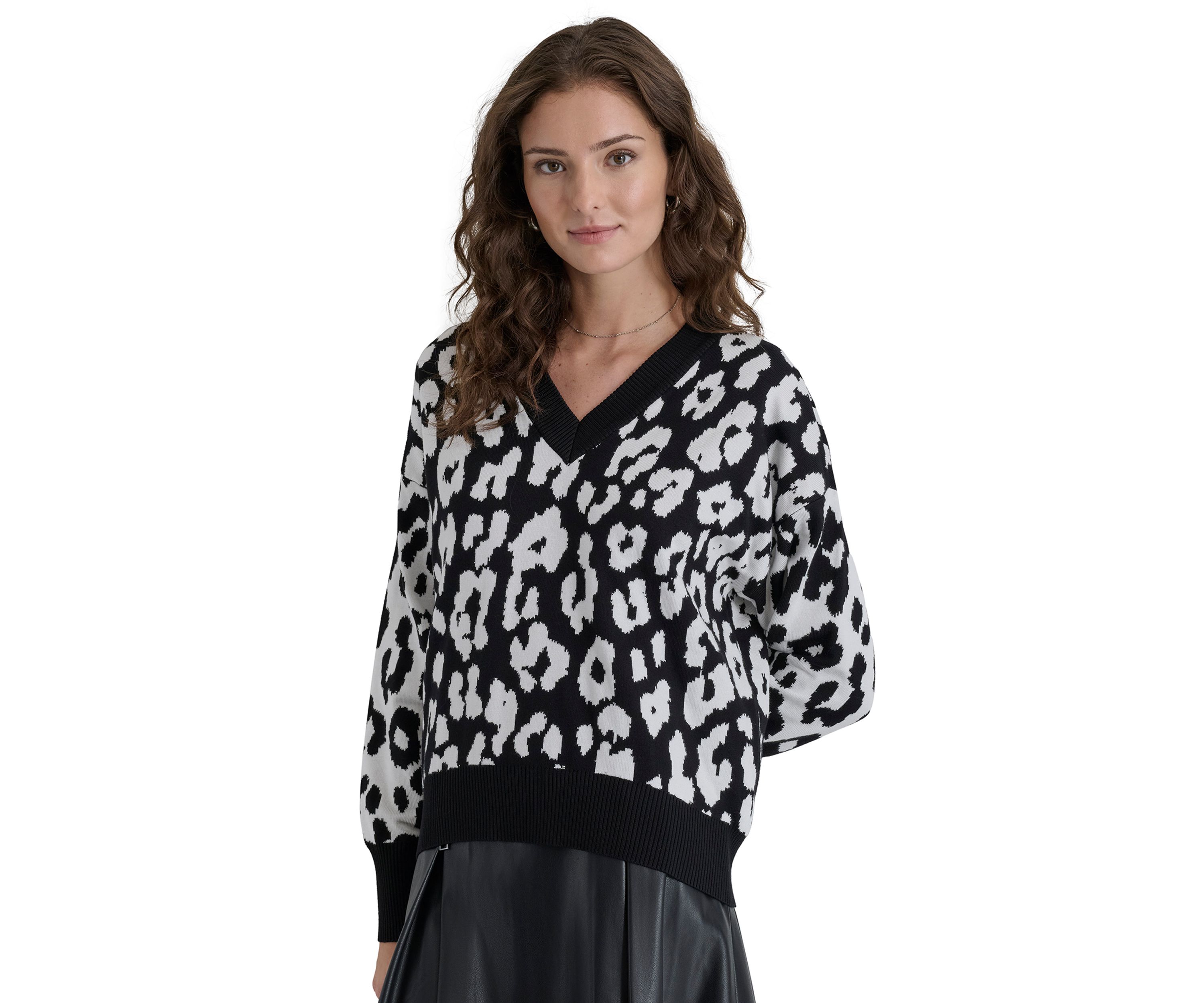 Womens Long Sleeve Animal Print Sweater 