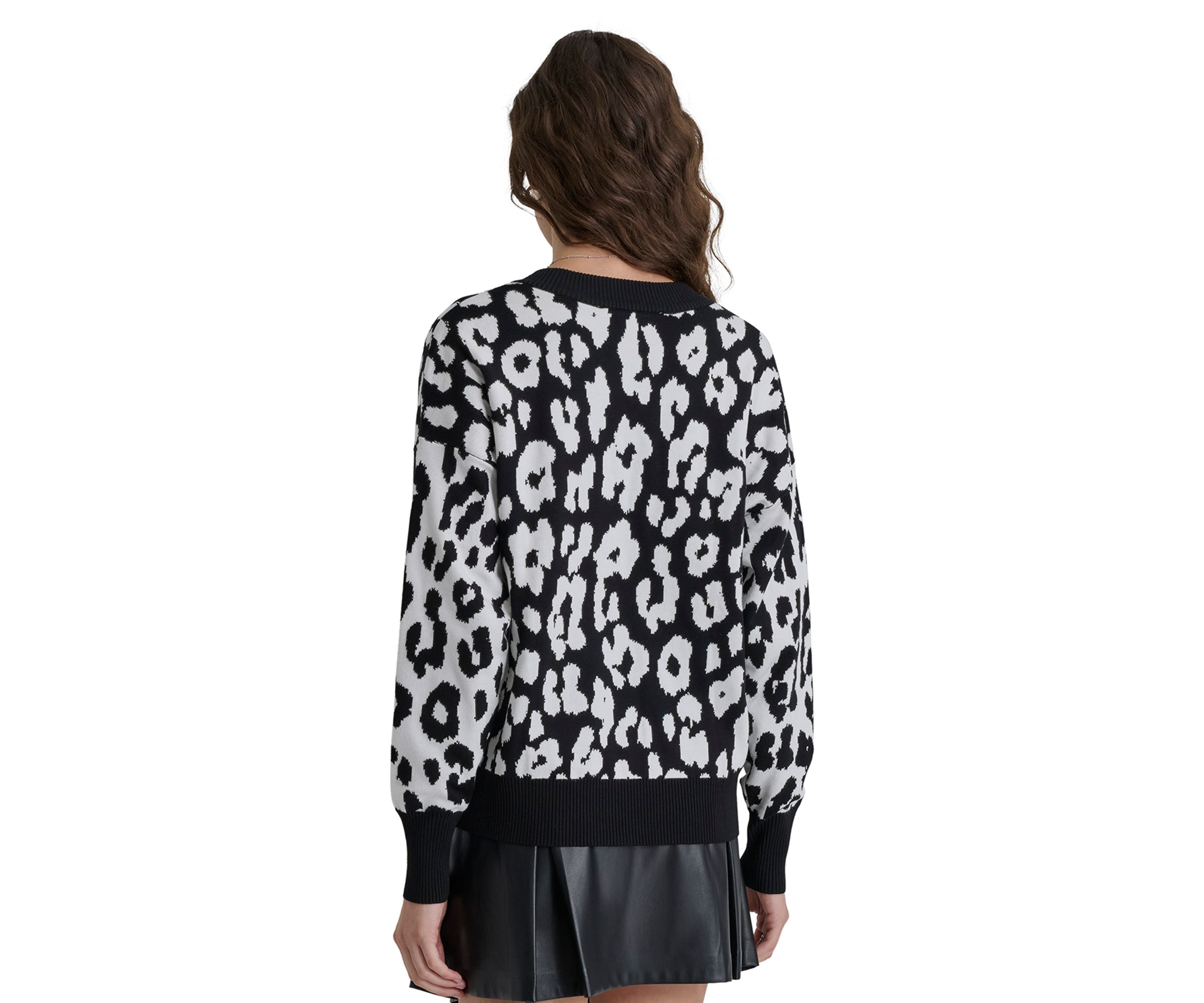 Womens Long Sleeve Animal Print Sweater 
