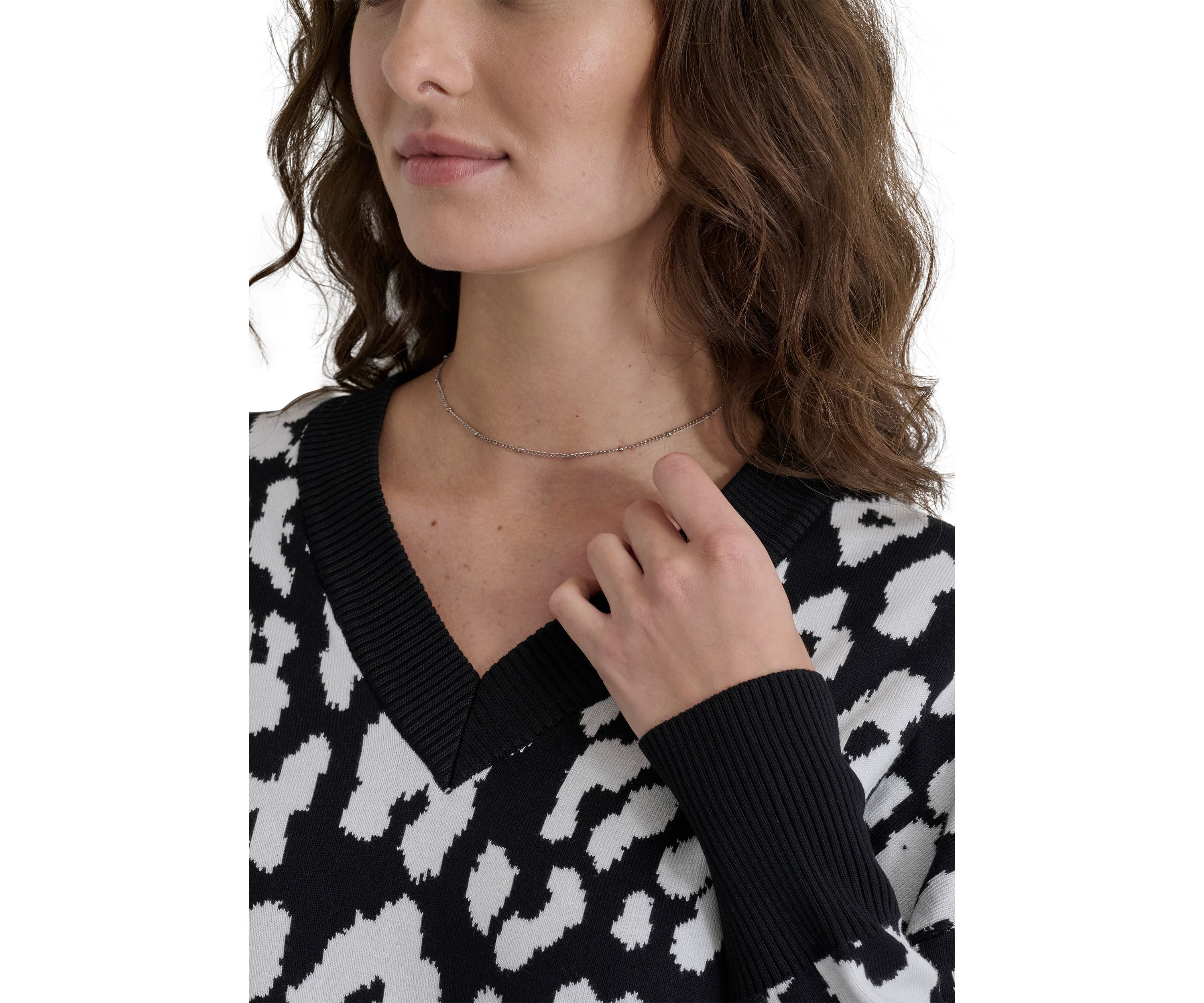 Womens Long Sleeve Animal Print Sweater 