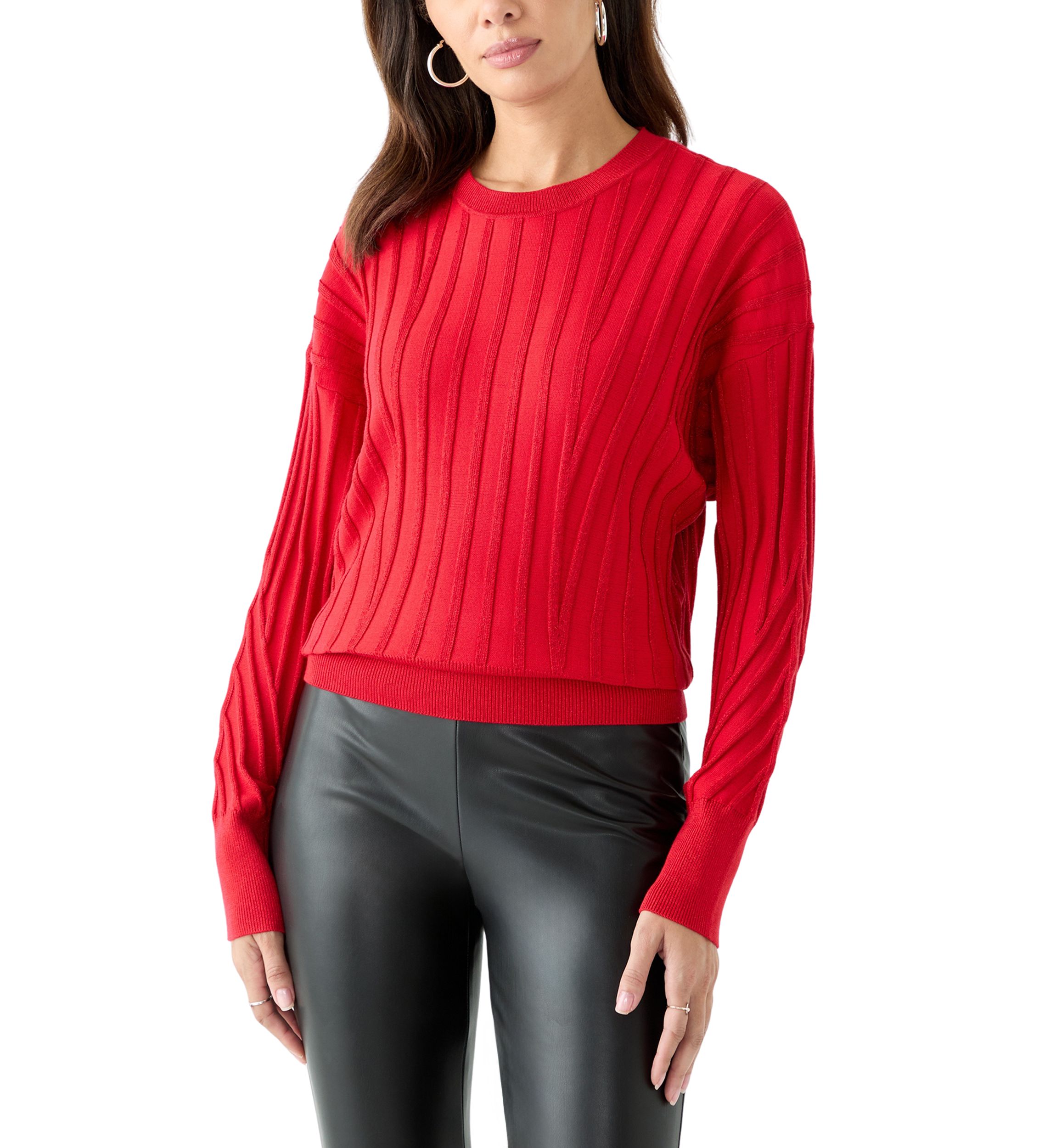 Womens Lurex Rib Dolman Sweater