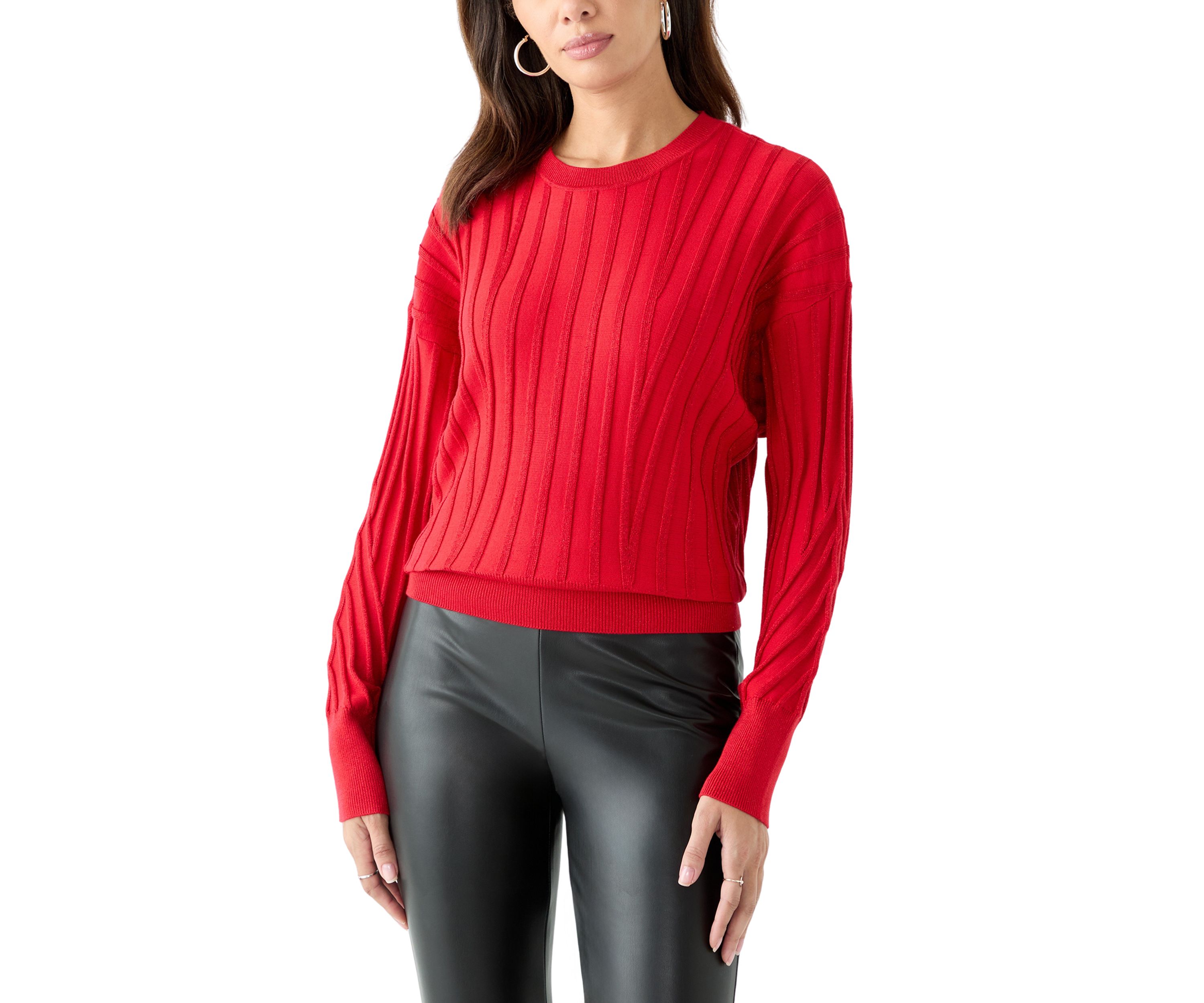Womens Lurex Rib Dolman Sweater