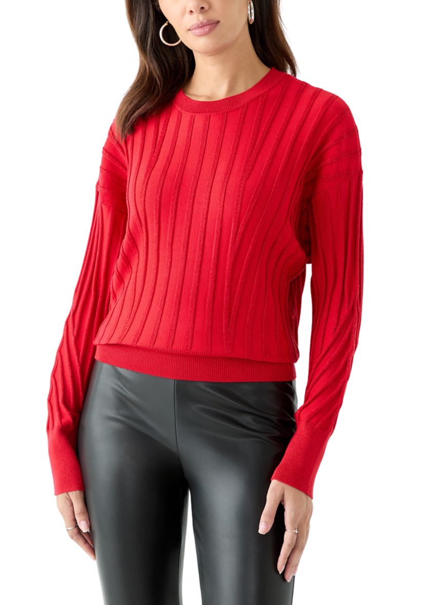 Womens Lurex Rib Dolman Sweater