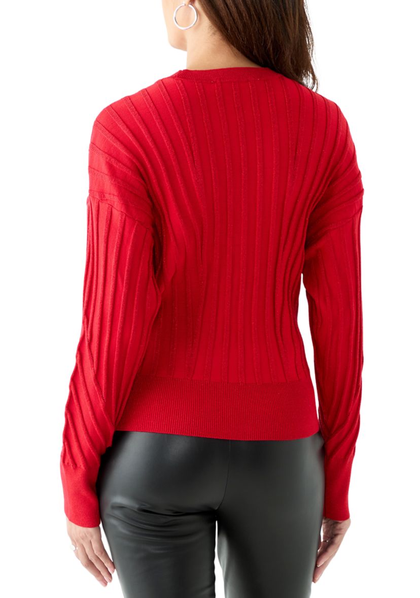 Womens Lurex Rib Dolman Sweater